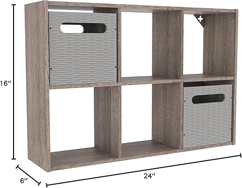 Miniatura 14 de ClosetMaid Mini organizador de escritorio o pared de 6 cubos, teca desgastada