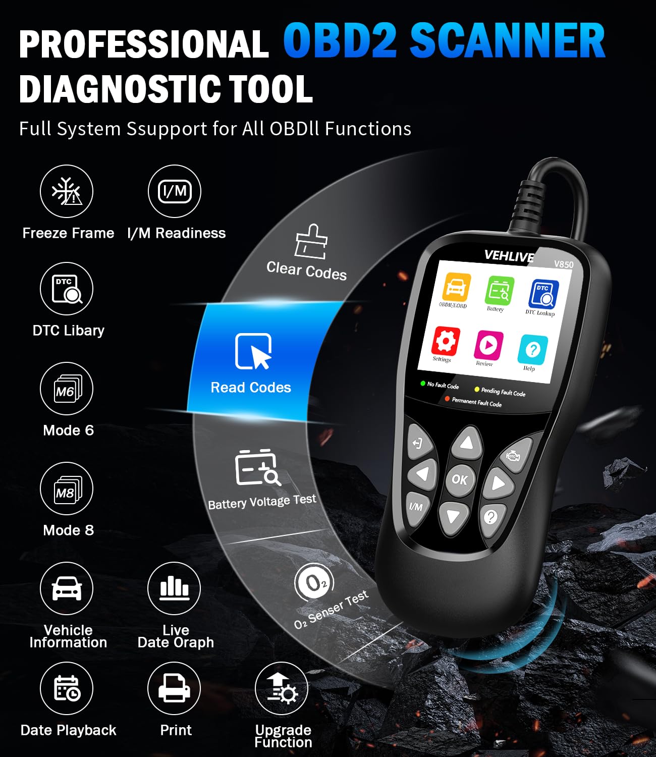 Strumento diagnostico OBD2 Scanner-nero