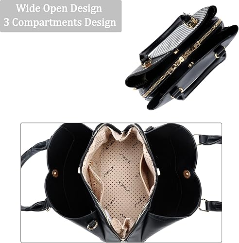 Miniatura 7 de KKXIU Monederos y bolsos de mano con triple compartimento para mujer, bolso de mano con asa superior