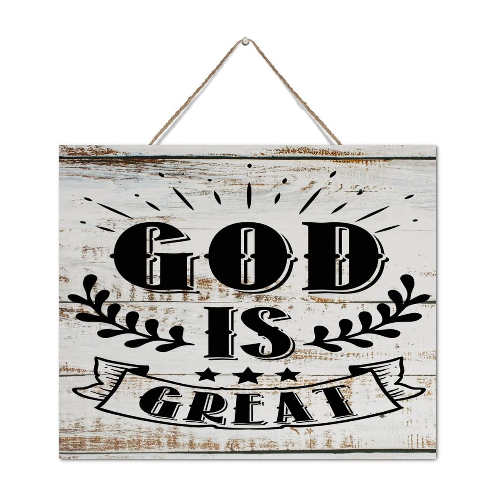 Panneau en bois peint God Is Great pour creer une ambiance sereine dans votre salle a manger