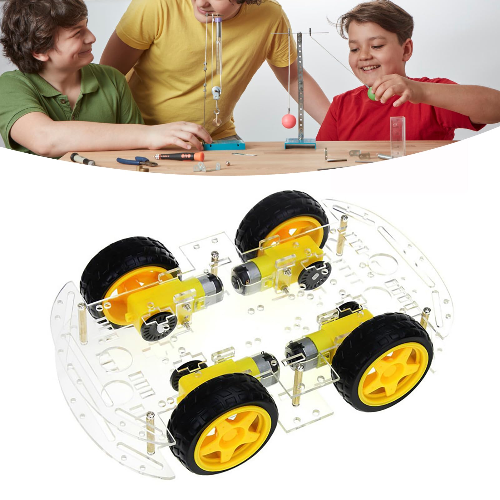 Smart Car Robot , 4wd Smart Robot Car Chassis Kit Good Direction Ability Flexible Turning for Entertainment