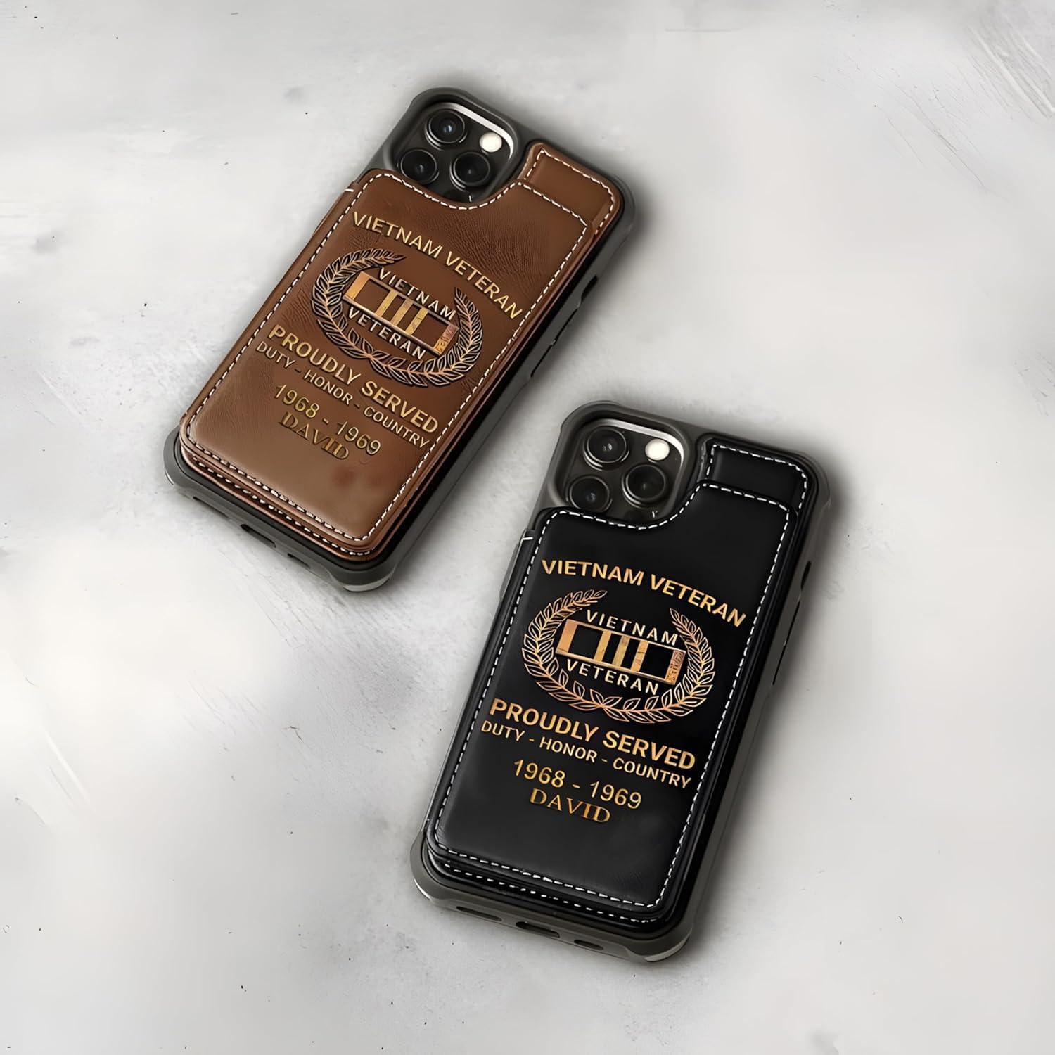 Personalized Vietnam Veteran Leather Flip Wallet Phone Case for iPhone 11 12 13 14 15 16 Pro Max, for Samsung Galaxy Note 20 S10E S20 S21 S22 S24 S25 Plus Ultra Multicolor