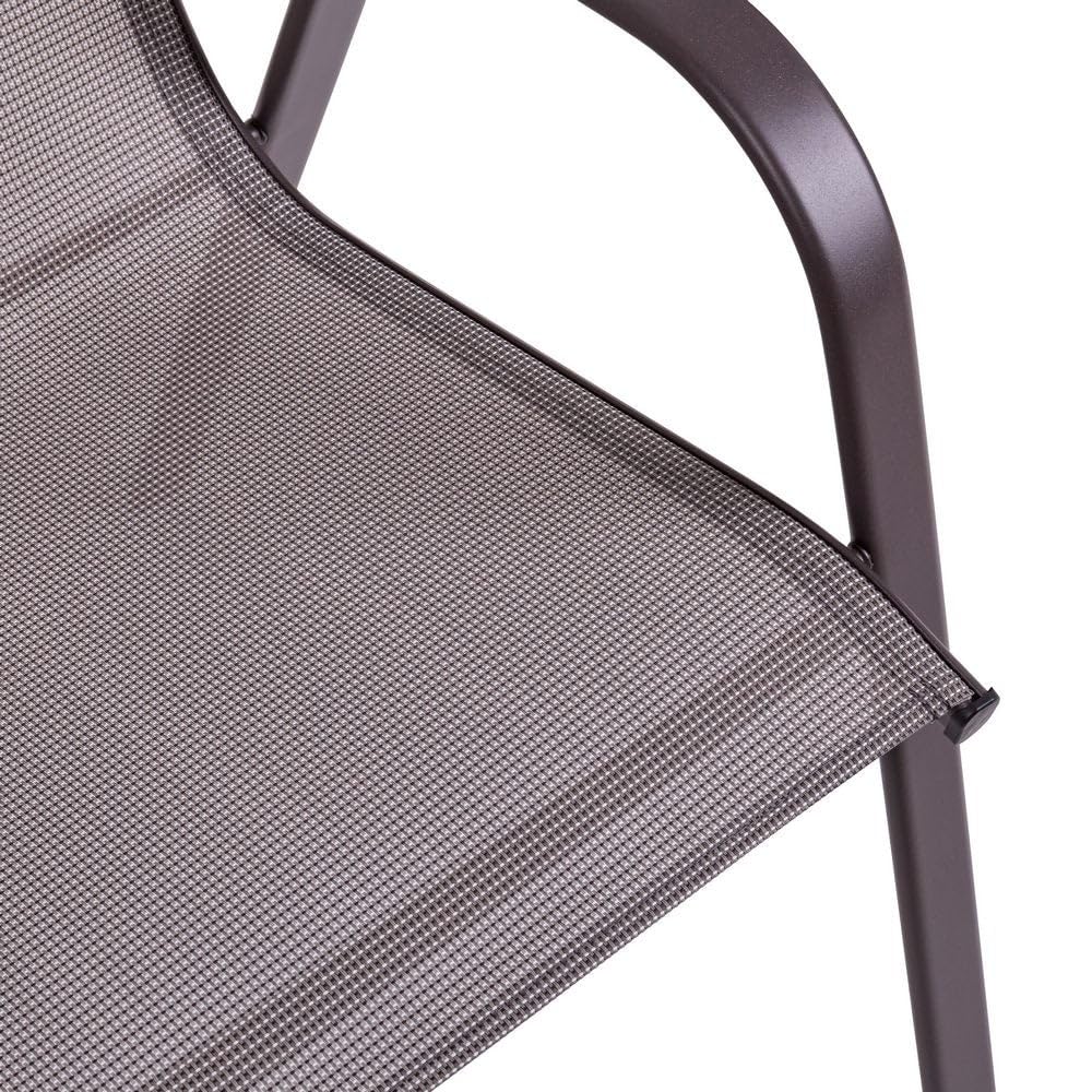 LOLAhome Set de 4 Sillas de Jardín de Acero Gris Topo y Textileno Antracita | Resistentes: Acero anticorrosión, Textileno Doble | Transpirables, Apliables | Soporta 110 Kg | 55x72x90 cm | Classic