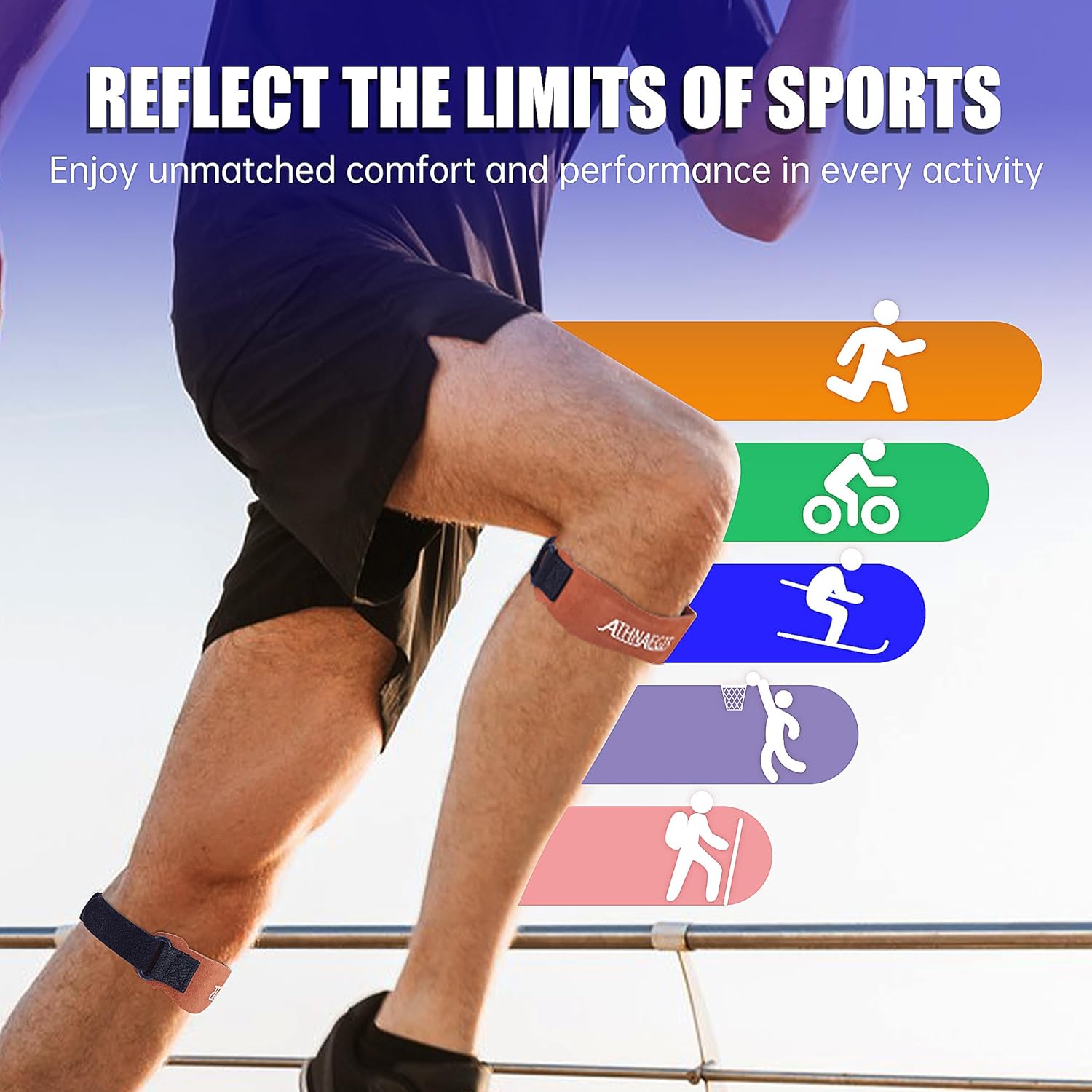 Leather Knee Pain Relief & Patella Stabilizer Knee Strap Brace Support Liquid Silicone Pad for Hiking, Soccer, Basketball, Running, Jumpers Knee, Tennis, Tendonitis, Men Women 2 Packs Brown