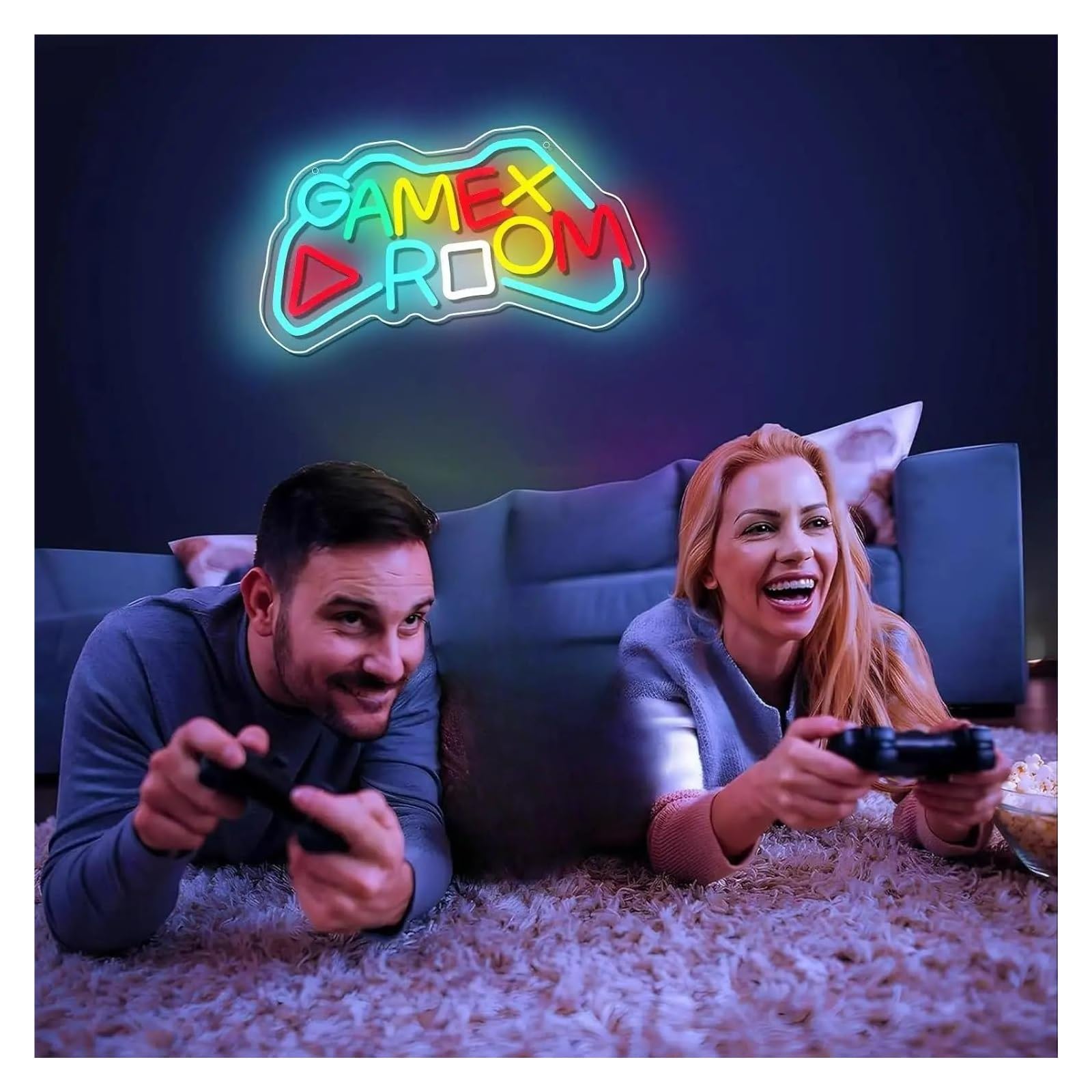 Luci al Neon Da Parete Insegna Al Neon "Game Room" Con Dimmer USB – Decorazione Da Parete A Tema Controller Gaming Per Camere Da Letto, Stanze Di Ragazzi E Adolescenti 15.75x8.52inch