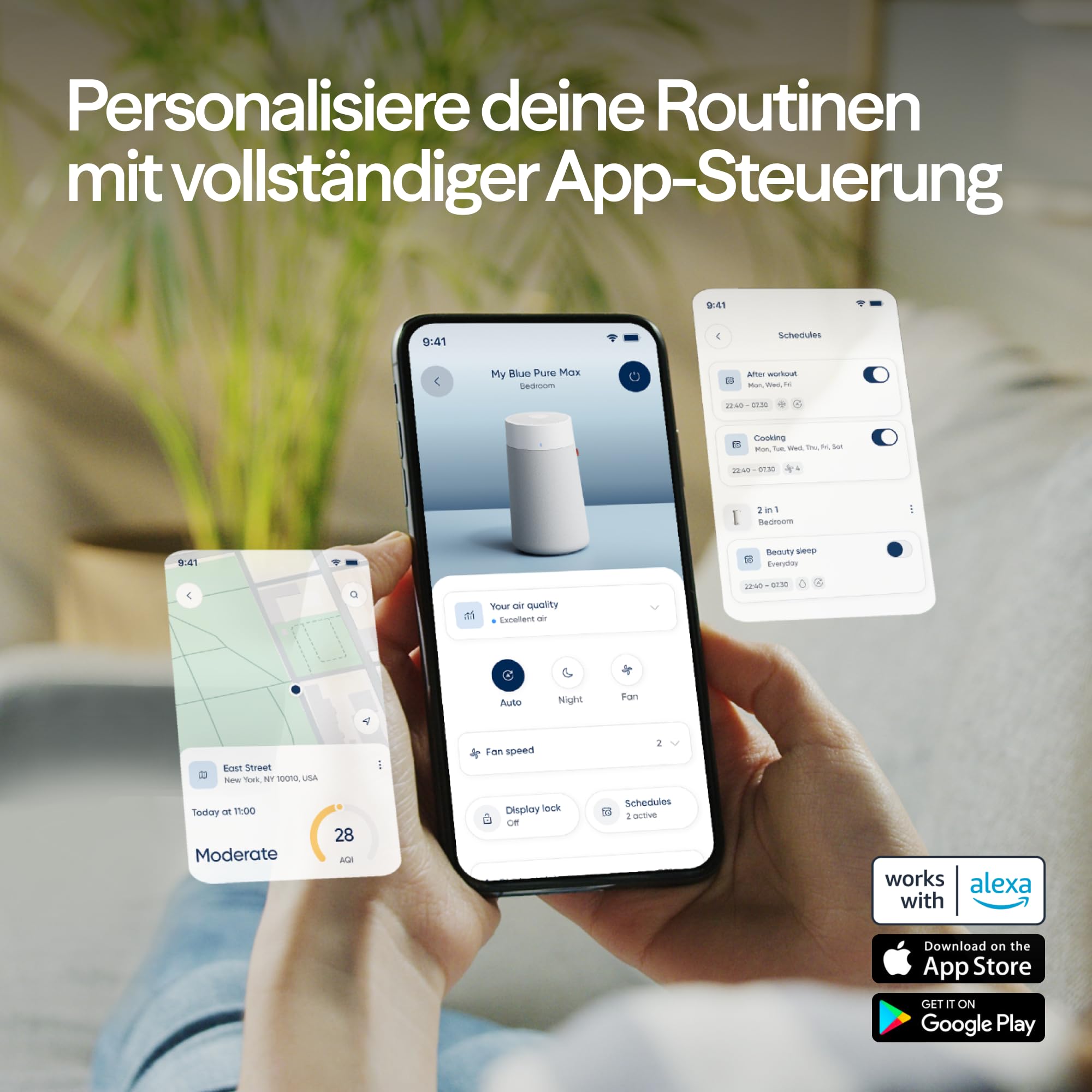 BLUEAIR Luftreiniger für Räume bis 43 m² – Smart, Leise, HEPASilent Technologie, Ideal für Zuhause, Schlafzimmer, Kinderzimmer, Gegen Staub, Allergene, Rauch, Schimmel, Tierhaare – Blue Pure 511i Max