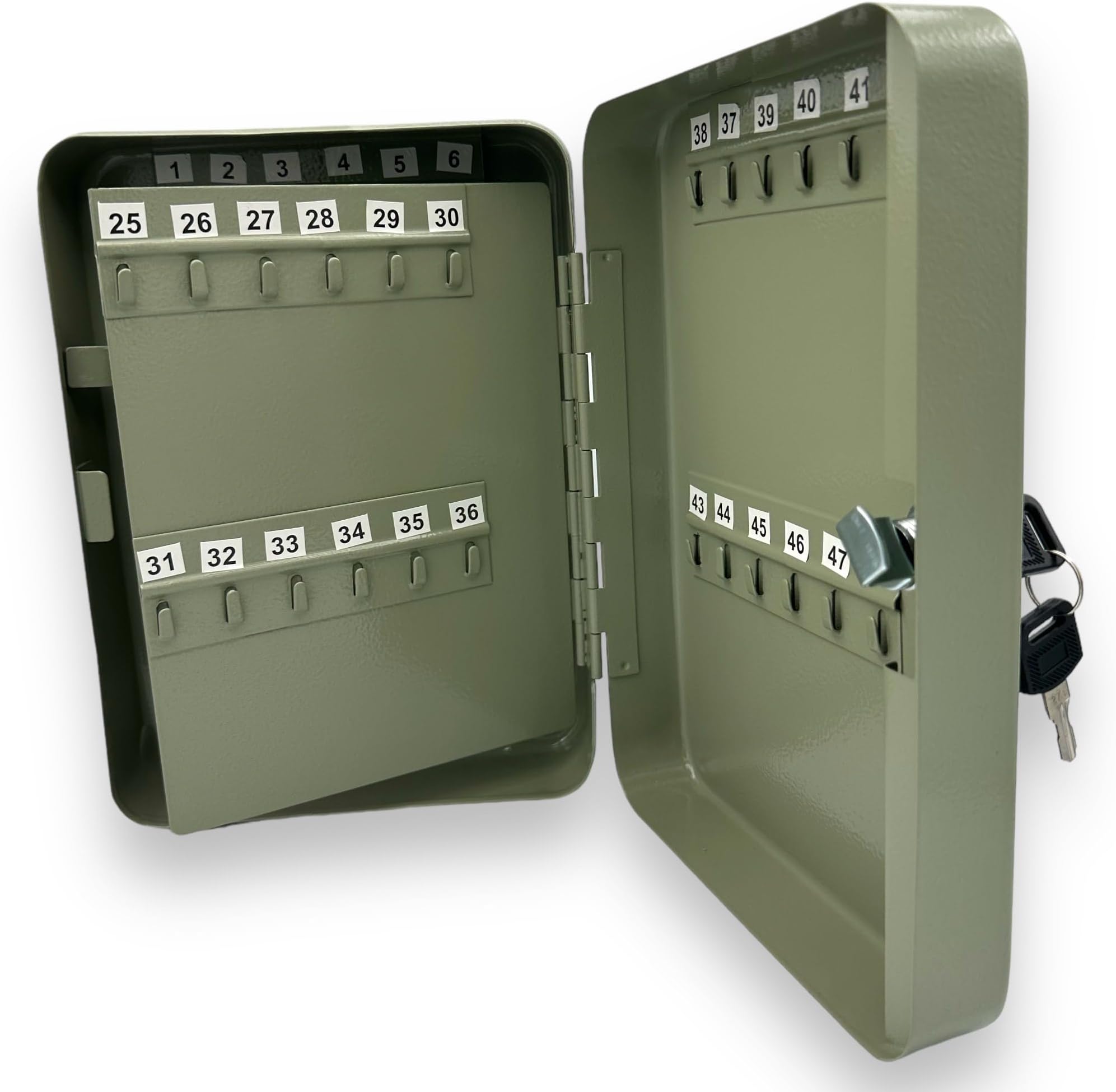 MxMan48 Key Cabinet Wall Mounted - Solid Steel Key Box with Cylinder Lock & 2 Keys, 48 Indexing Numbers included, Key Boxes Wall Mounted and ideal key cupboard and for Home, Landlords, Car & Van Hire