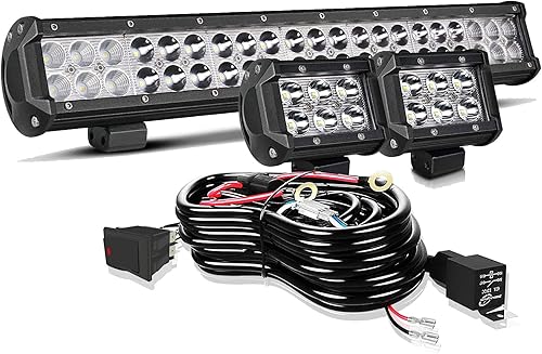 Miniatura 1 de TURBO SII Barra de luz LED de 20 pulgadas con 2 módulos puntuales cubos arnés de interruptor para tractor barco UTV carrito de golf Ford Polaris RZR