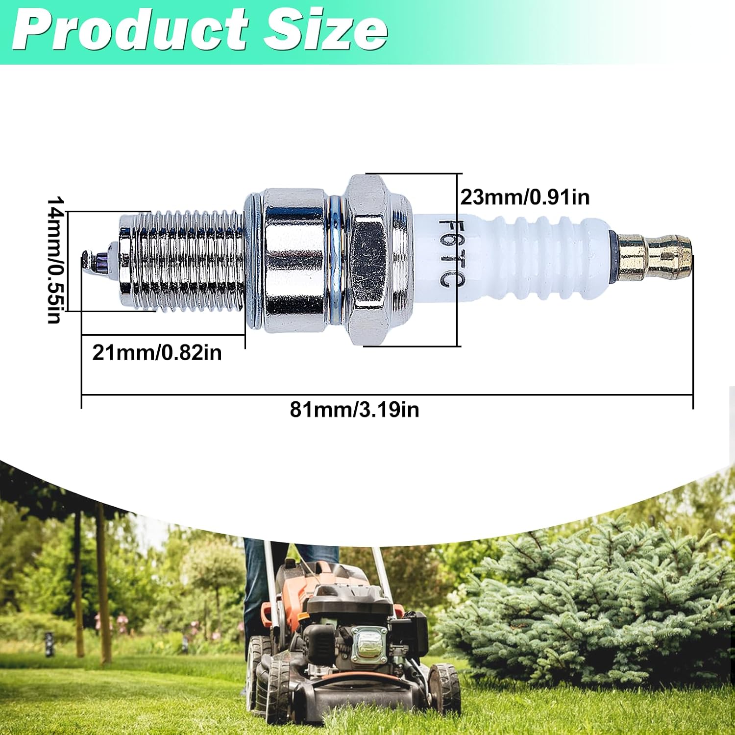 F6TC Spark Plugs for Honda GX160 GCV160 GX100 GX120 GX200 GX240 GX270 GX340 GX390 Series Lawnmower Engine Sparkplug， F6TC Spark Plug for NGK BP6ES and for Champion N9YC, (10 Pack F6TC Spark Plug)