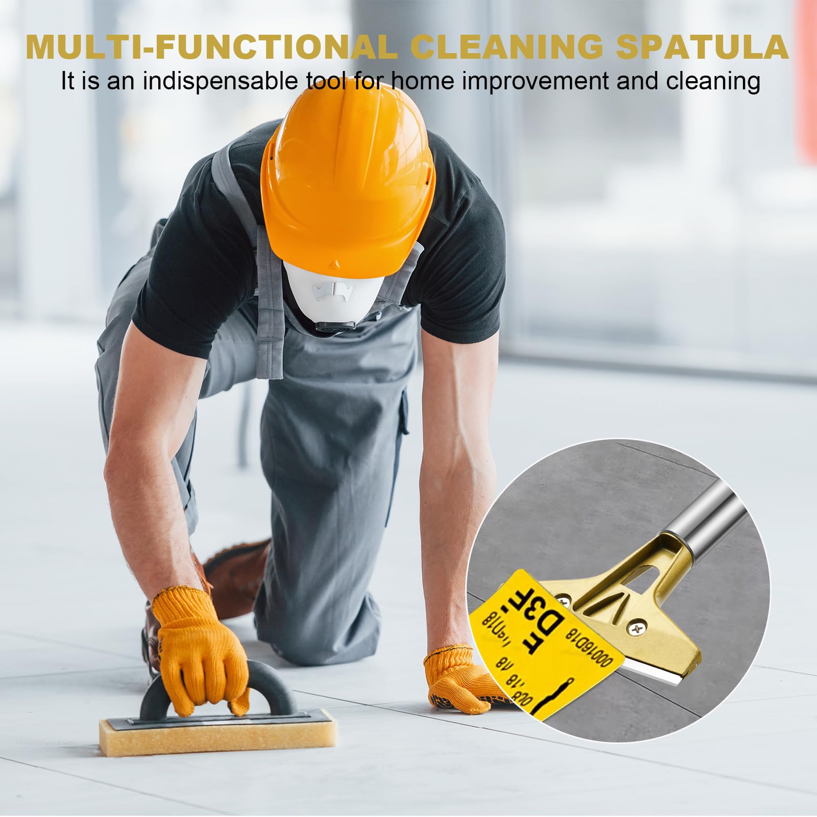flintronic Industry Rasquetas, Rasquetas Set con 11 Cuchillas de Acero Al Carbono 100 mm, Agarre Suave asa Larga Raspador para ventana de vidrio, Granito1