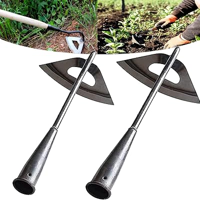 All-Steel Hardened Hollow Hoe, Garden Hoe for Weeding, Loosening, Farm Planting 2 Count, Black
