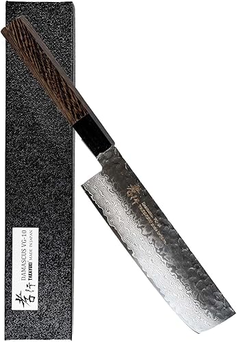 Sakai Takayuki La marca de cuchillos favorecida por los chefs japoneses Cuchillo Damasco Nakiri Cuchillo Vegetal Cuchillo Japonés 6.5 pulgadas (MPN