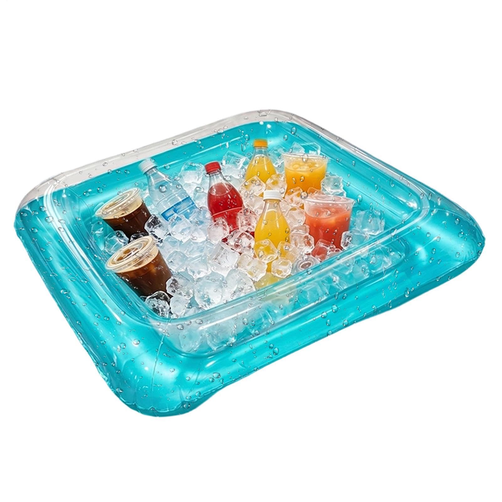 Bar Servizio Gonfiabile Vassoio Galleggiante Quadrato Grande Portatile Con | Cooler Gonfiabile Da Tavolo Per Piscina Giardino Birra Bevande Snack Picnic Spiaggia