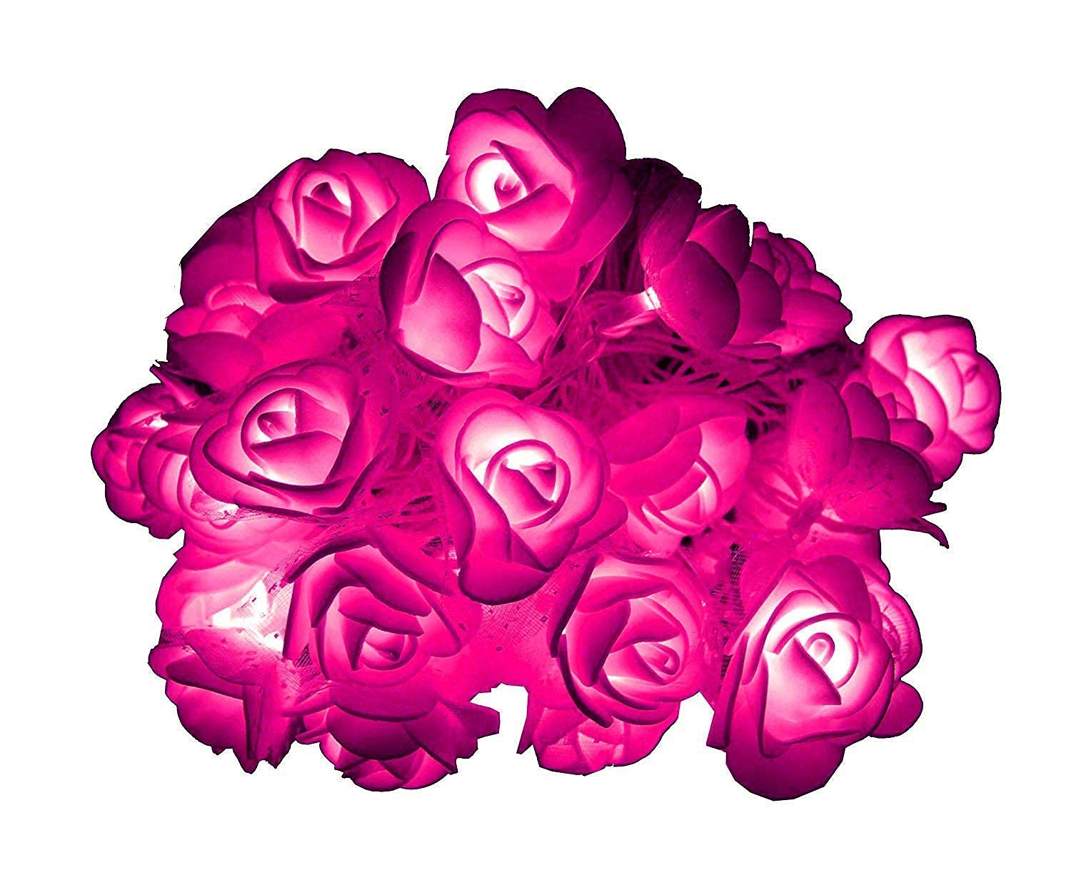 GrabSmart 30 Led String Strip Direct Plug in Light Rose Flower Shape Diwali Gardens Party Christmas Decoration 30 Led - Pink