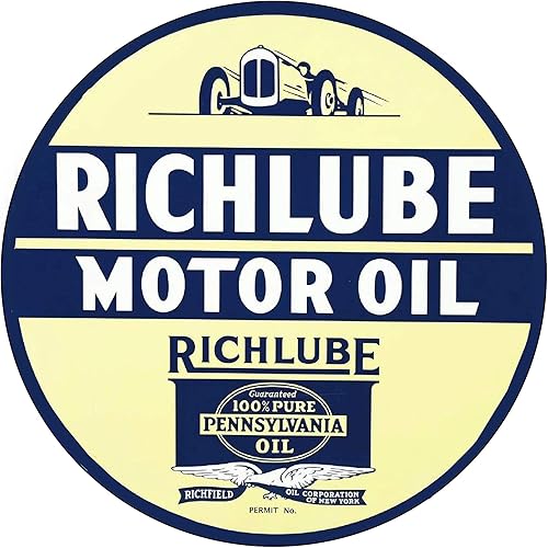 Miniatura 402 de Brotherhood Letrero de gas vintage de reproducción de letreros de metal vintage, letrero redondo de metal para garaje y hogar, 8 pulgadas de Nourse