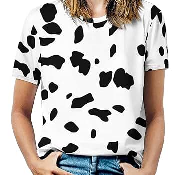 Bagea-Ka Dalmatian Dog Print Womens Graphic Printed T-Shirt