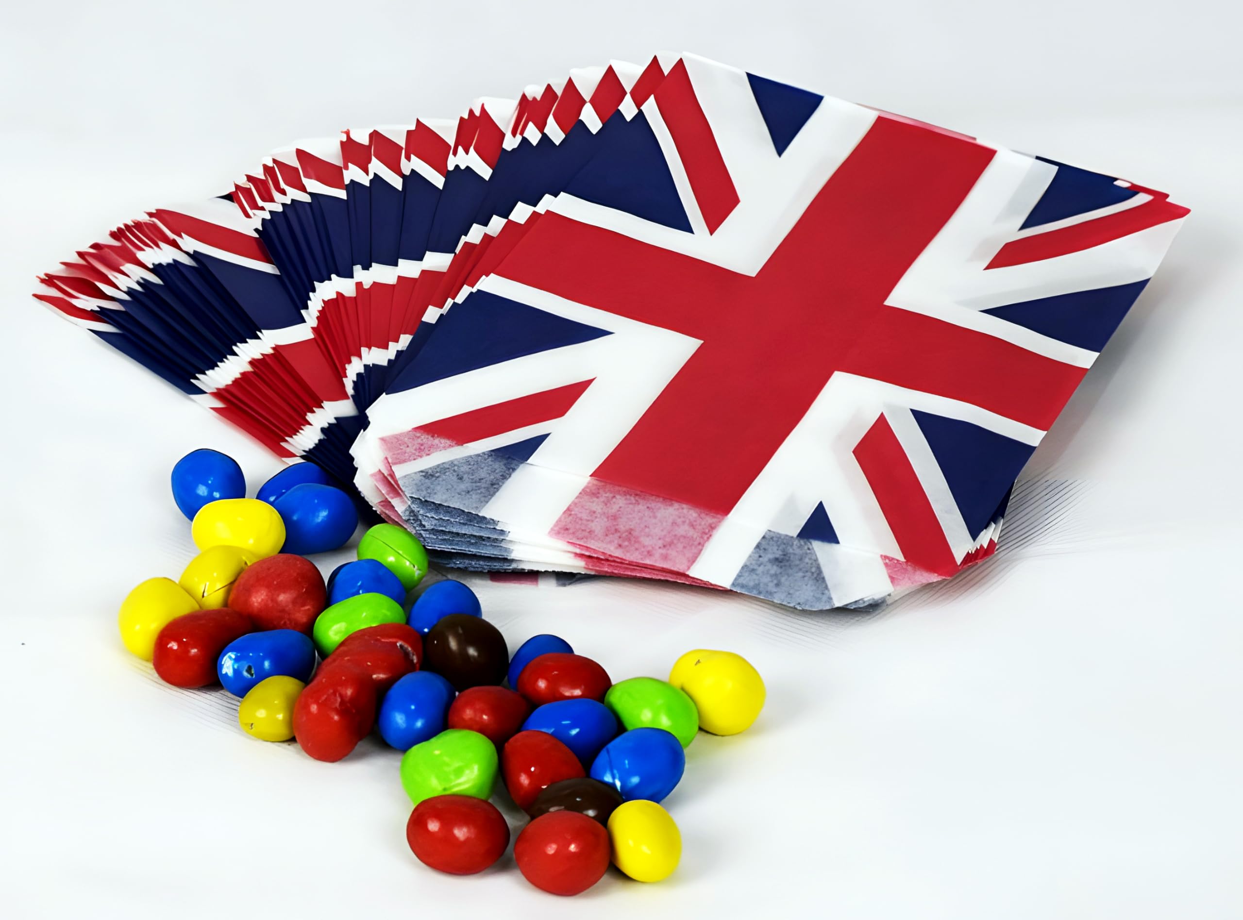 5" x 7" Union Jack Candy Striped Sweet Paper Bags | Pack of 300 | Wedding Buffet Favour Cake Gift Pick n Mix Shop โ image 1