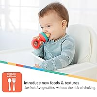 Vista 2 de Nuby Nibbler Mesh First - Comedero de alimentos suaves, 2 unidades, coral y aguamarina