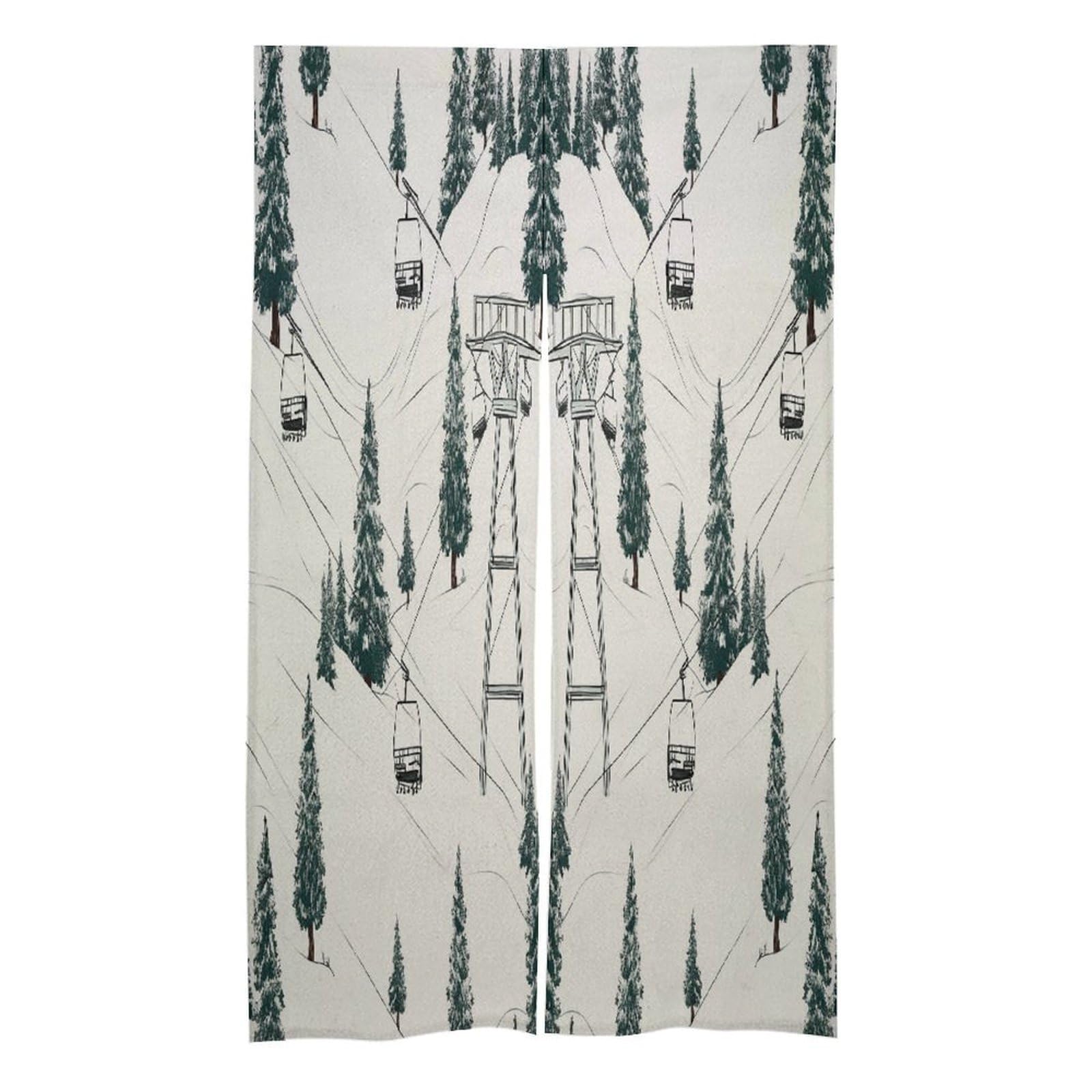 LZQPOEAS Ski Lift with Fir Tree Door Curtain Treatment Door Tapestry Japanese Style Doorway Curtain Privacy Thermal Insulated Doorway Window Curtains for Home Restaurant Decor