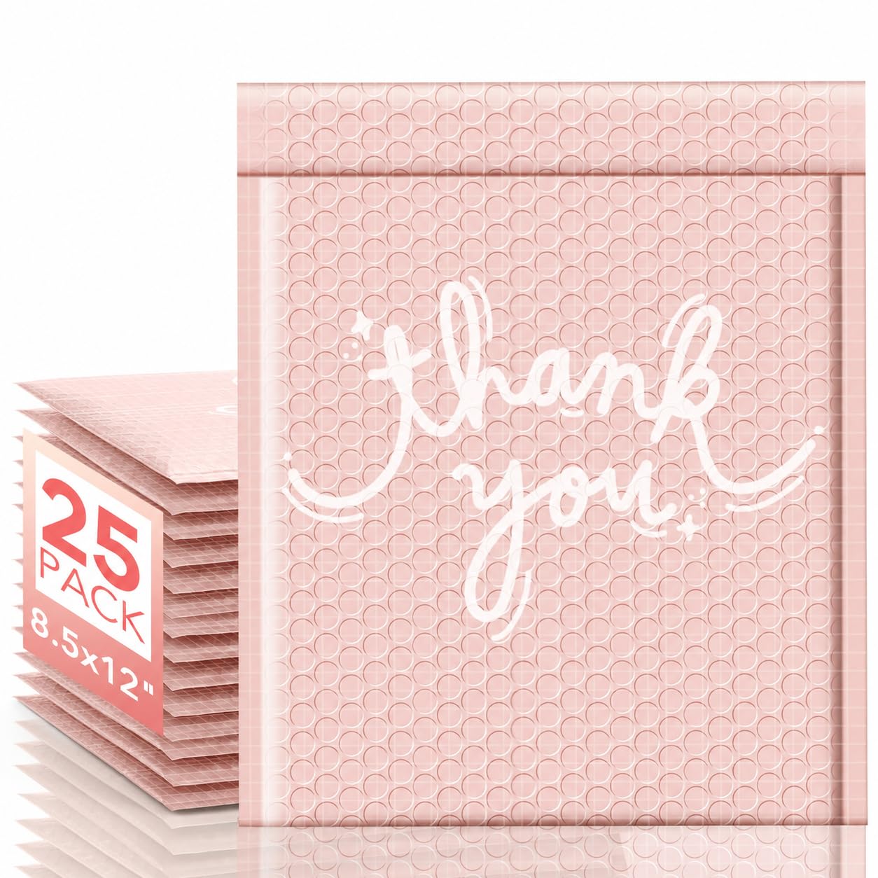Switory Pink Bubble Mailers 8.5x12 Usable Size 8.5x11 Thank You 25 Pack