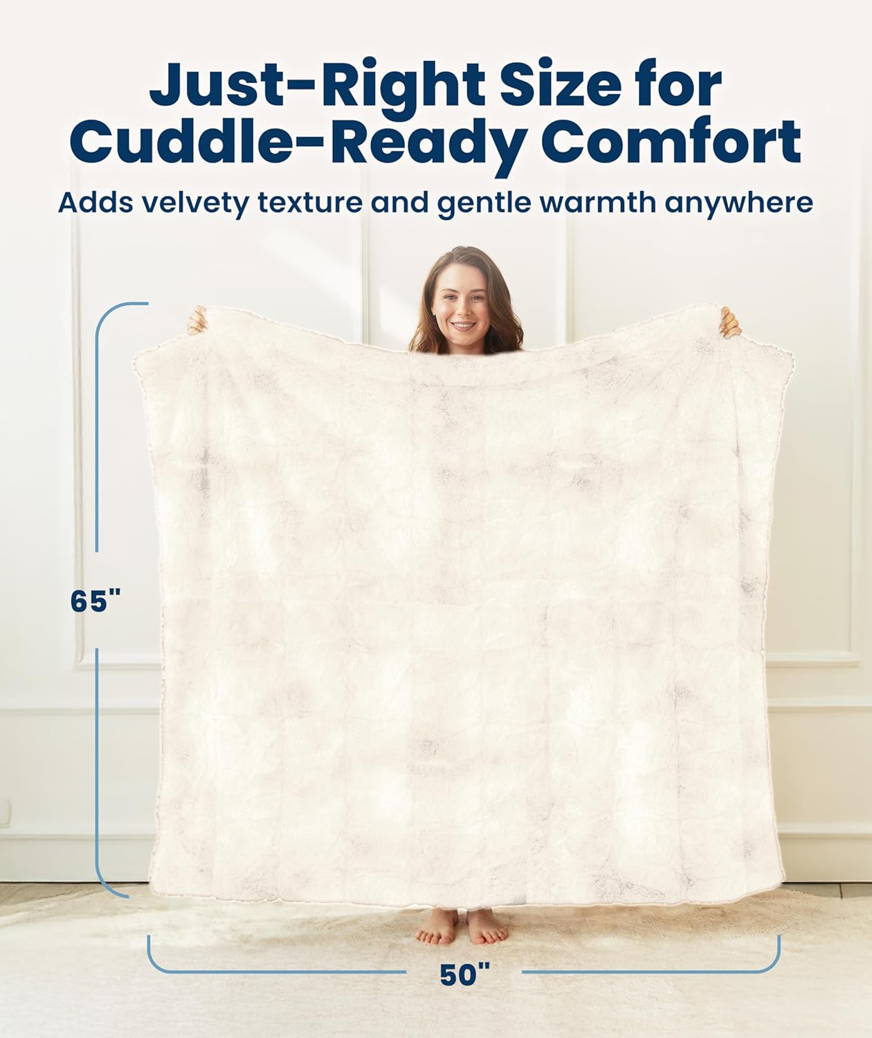 Everlasting Comfort Soft & Comfortable Ivory Faux Fur Throw Blanket for Couch - (50"x65") Minky & Fluffy Fall Blankets & Throws, Plush Fuzzy Cover for Bed, Sofa & Living Room - Cozy Home Decor