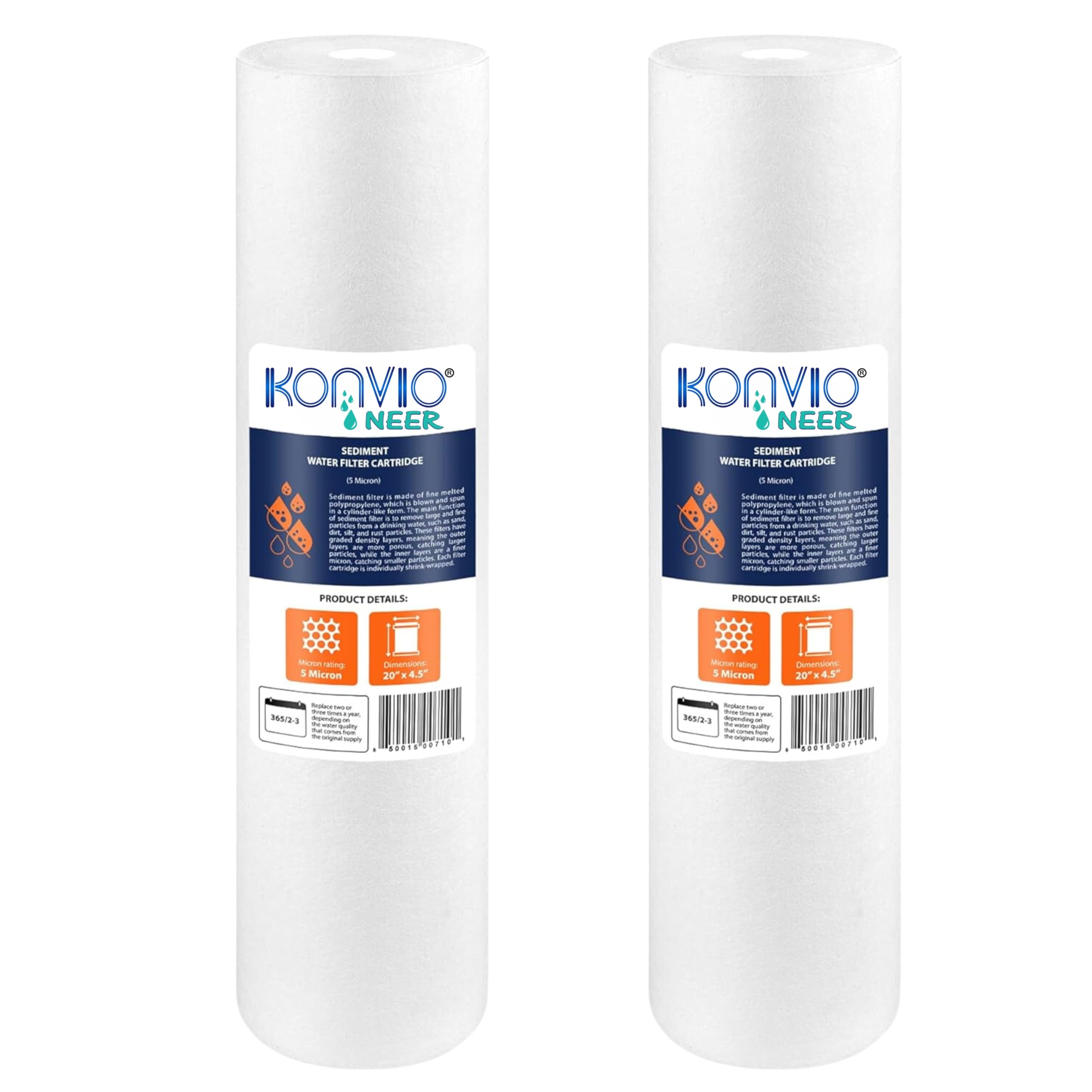 KONVIO NEER 20 Inch Jumbo Spun Pre-Filter, Cartridge Compatible for 20 Inch Pre-Filter Housing for Whole House | Pack of 2 Spun-image-48