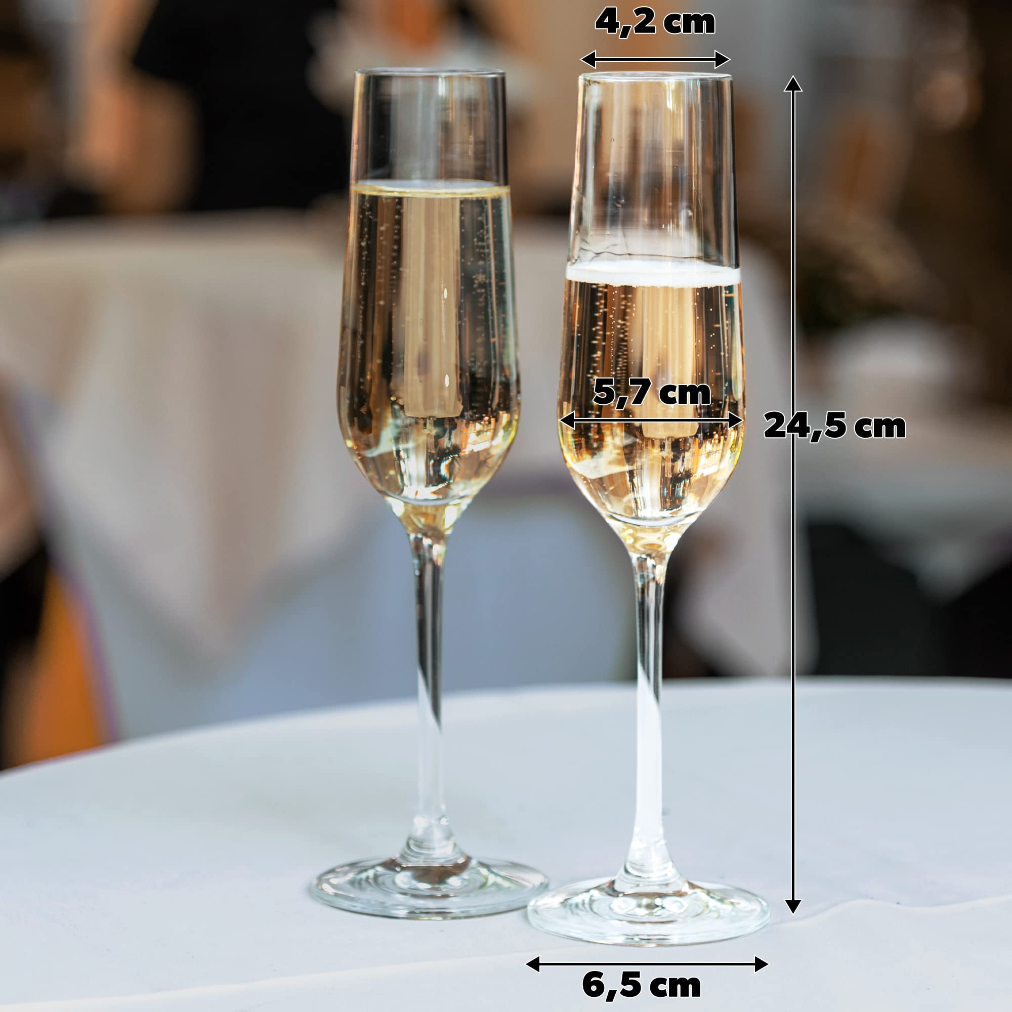 KADAX Flute da Champagne in Vetro, Bicchieri da Prosecco per Feste e Cerimonie, Calici da Spumante con Stelo Lungo e Sottile (Set di 12, 200 ml)