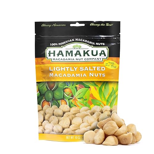 Nueces de macadamia Hamakua - Ligeramente saladas - Mitad tostada en seco y macadamias enteras con sal - Nueces de macadamia grandes naturales y