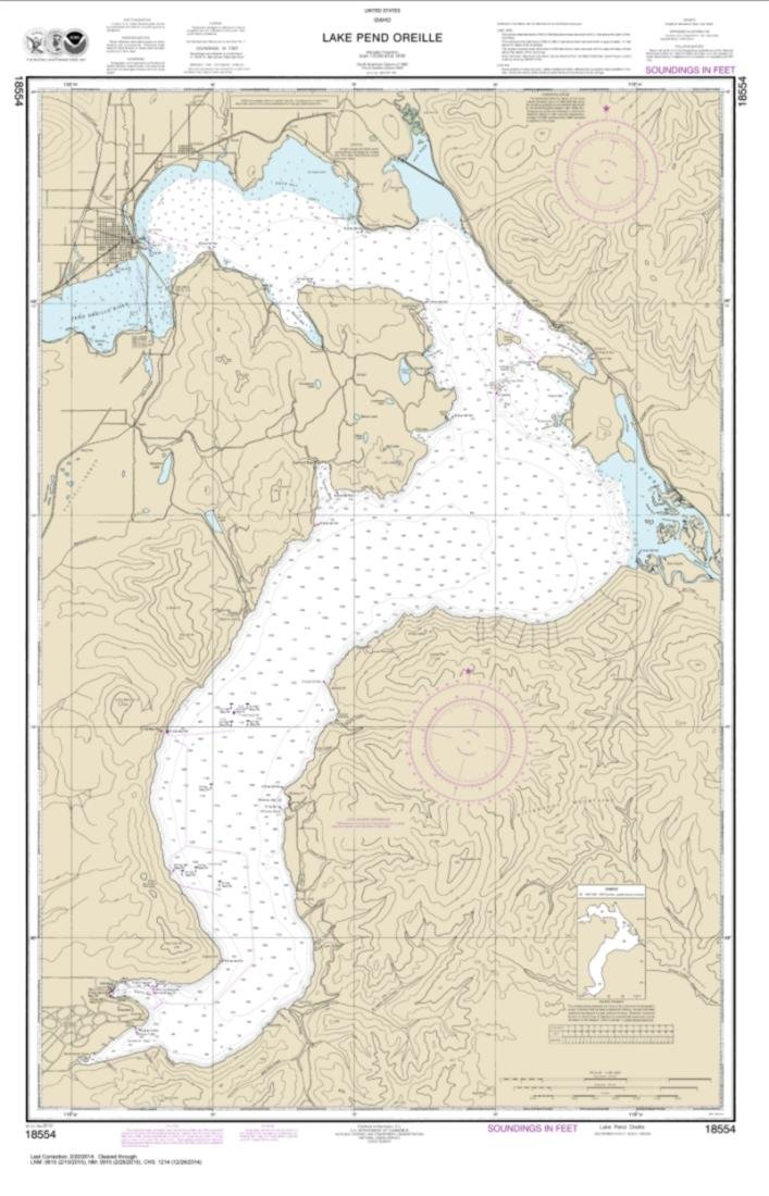 NOAA Chart 18554-Lake Pend Oreille- Water-Resistant - by East View Geospatial