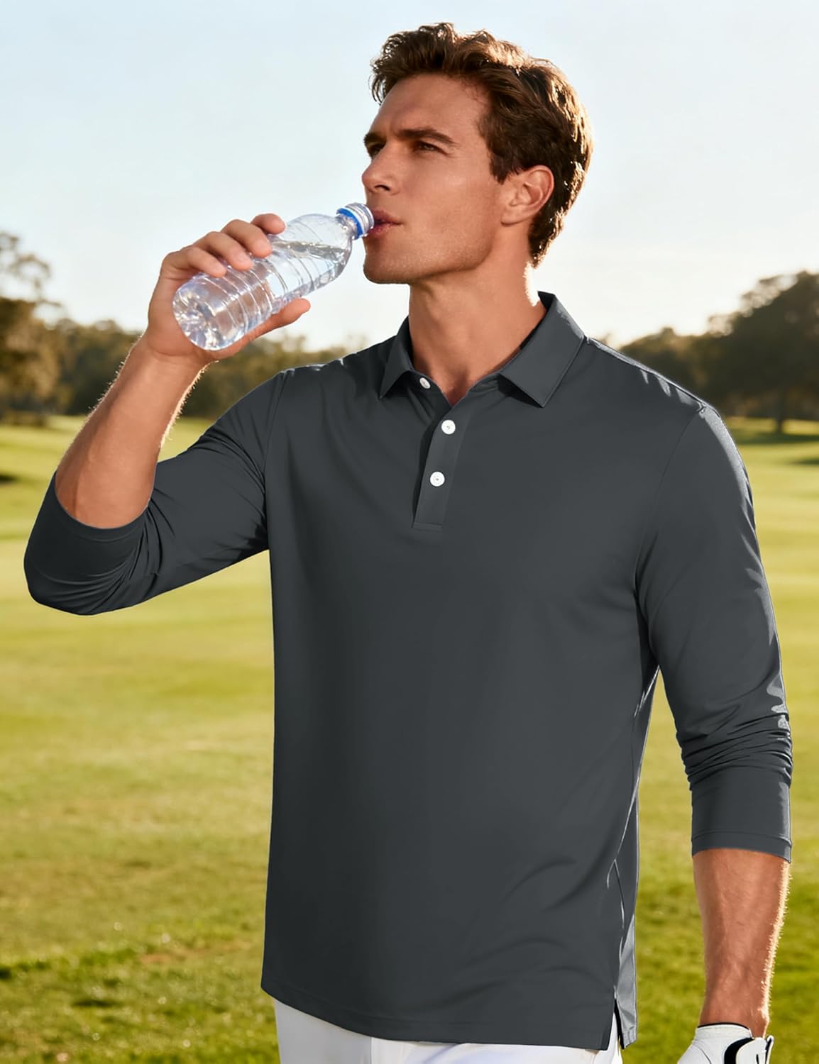 MAGCOMSEN Men's Polo Shirt Long Sleeve Golf Shirts Quick Dry Lightweight 3-Button Performance Work Fishing Athletic - Image 4