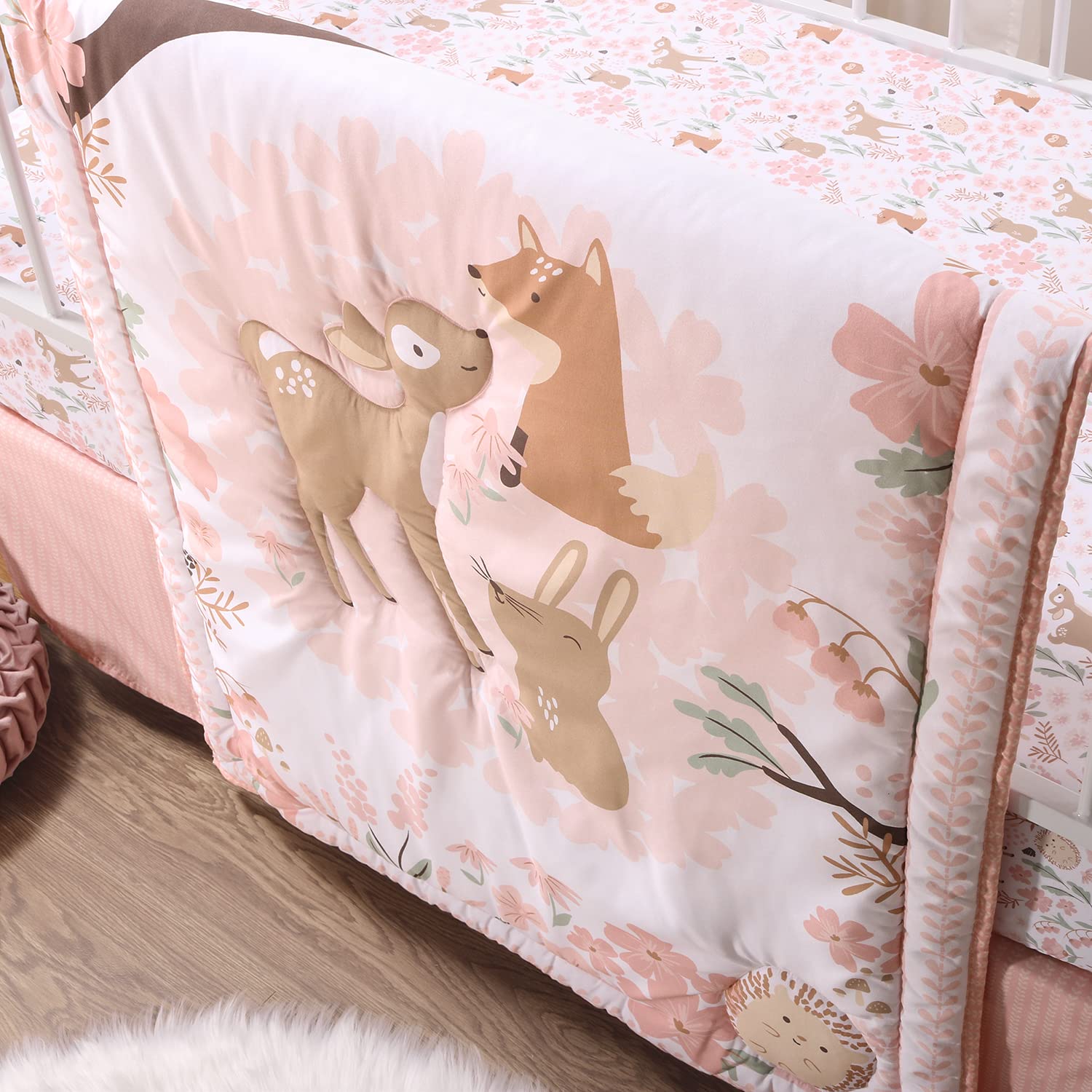 The Peanutshell Fairytale Forest - Juego de ropa de cama y móvil, 4 piezas, diseño de bosque