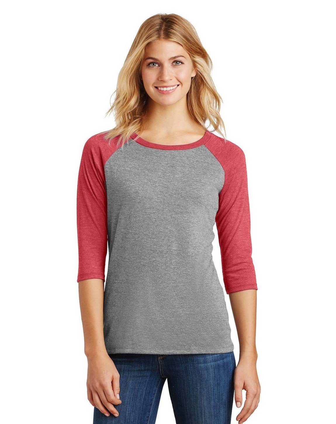 District MadeLadies Perfect Tri 3/4-Sleeve Raglan. DM136L
