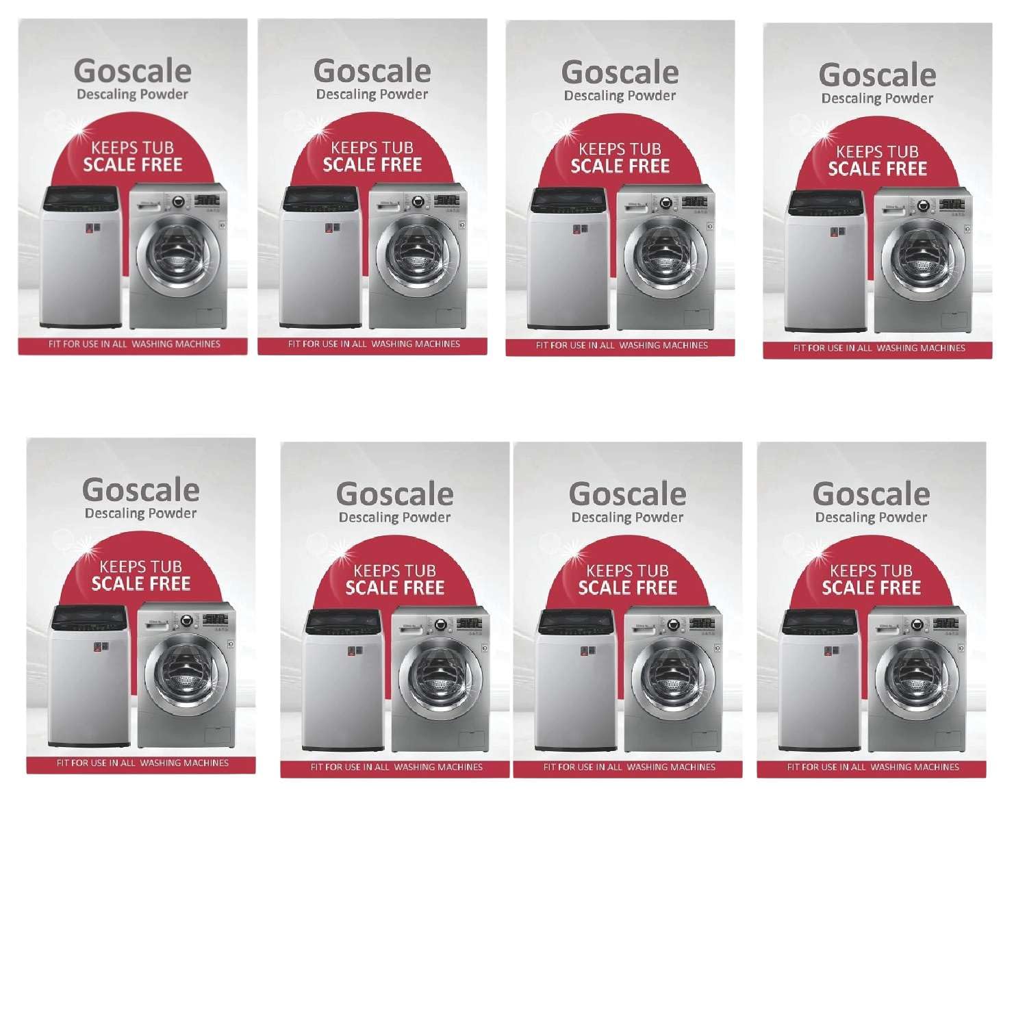 LG Descale Compatible for LG Washing Machines, Front Load and Top Load, Cleaning Powder, Tub Cleaner, Descaling Powder, Drum Cleaner, 100g (Pack of 8) (Style_71