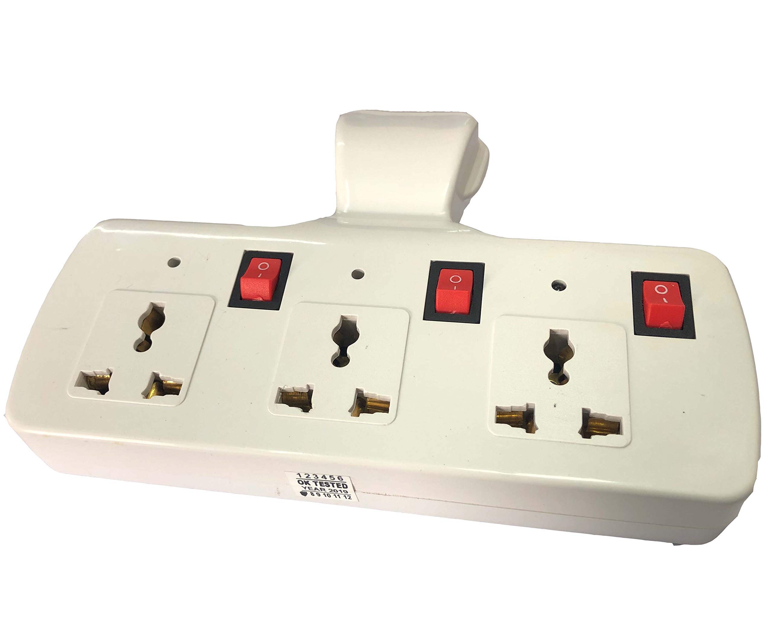SEASPIRIT 3 PIN Multi Plug with Indicator White and Black,3 Way Switched Adaptor, Universal Plug USB Travel Adaptor (172 White)-image-9