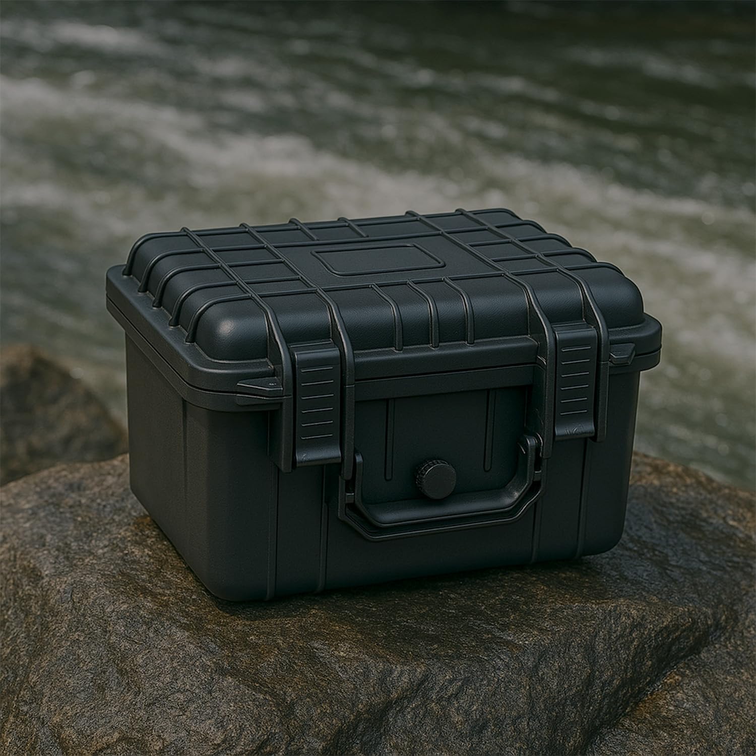Duratool Black Weatherproof Equipment Case, Polypropylene Construction with Foam Insert, 10.5" x 9.5" x 7“ (L x W x H)