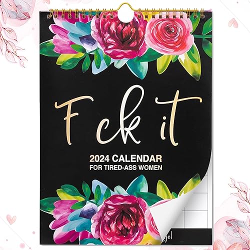 2024 Wall Calendar for Women Funny Sweary Monthly Planner Gag Gift Fu-ck it 2024 Home Office Hanging Calendar