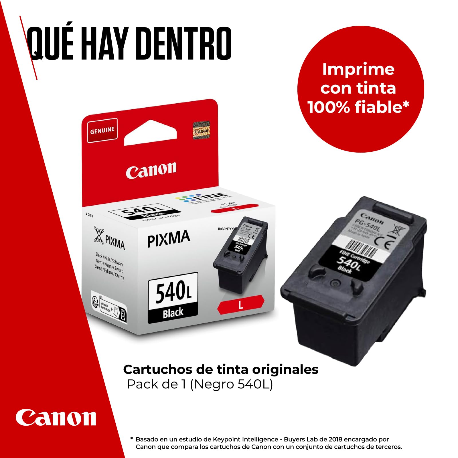 Canon Ink - Cartucho de Tinta Negro Original de Alto Rendimiento PG-540L - Imprime hasta 300 páginas A4 (1 x Cartucho) - Compatible con impresoras PIXMA