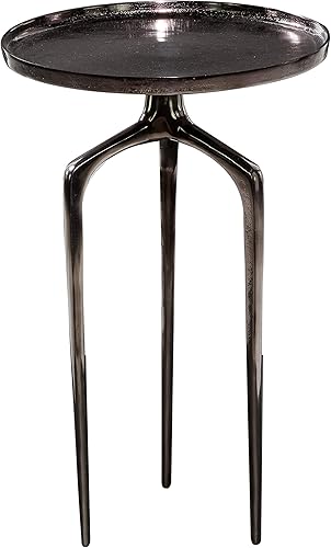 Miniatura 4 de Deco 79 Mesa redonda de aluminio con 3 patas de trípode, 16 x 16 x 25 pulgadas, color negro