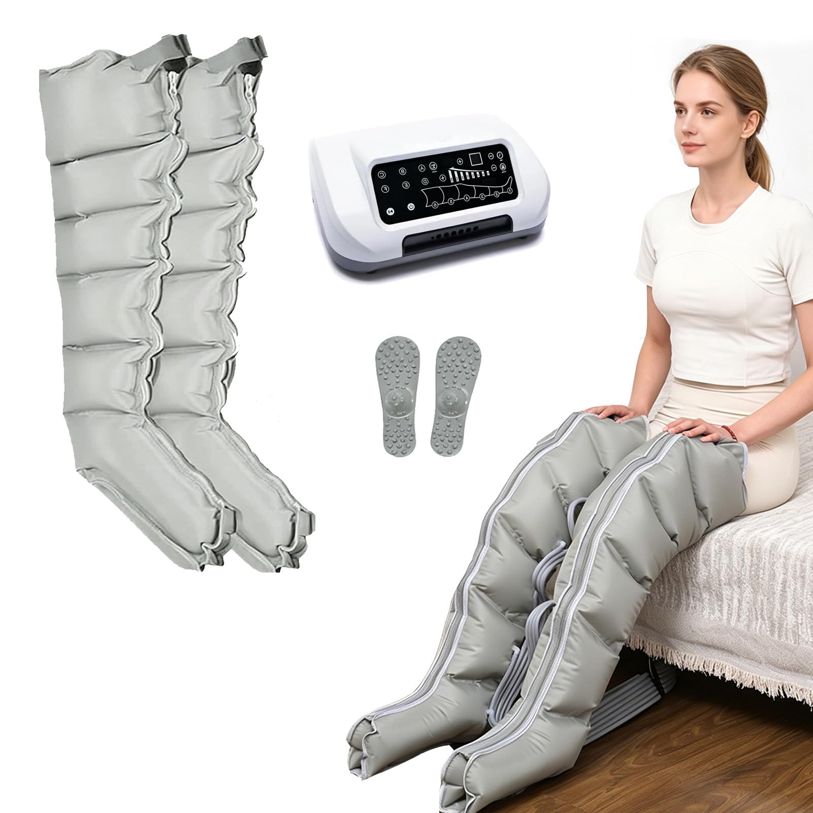 Joyfitness Compression Boots, Leg Massager for Lipedema 6 Cavity with Sensor and Wireless Remote, Auto Exhaust, Reduces Swelling and Fatigue, Promotes Lymphatic Drainage for Home Use