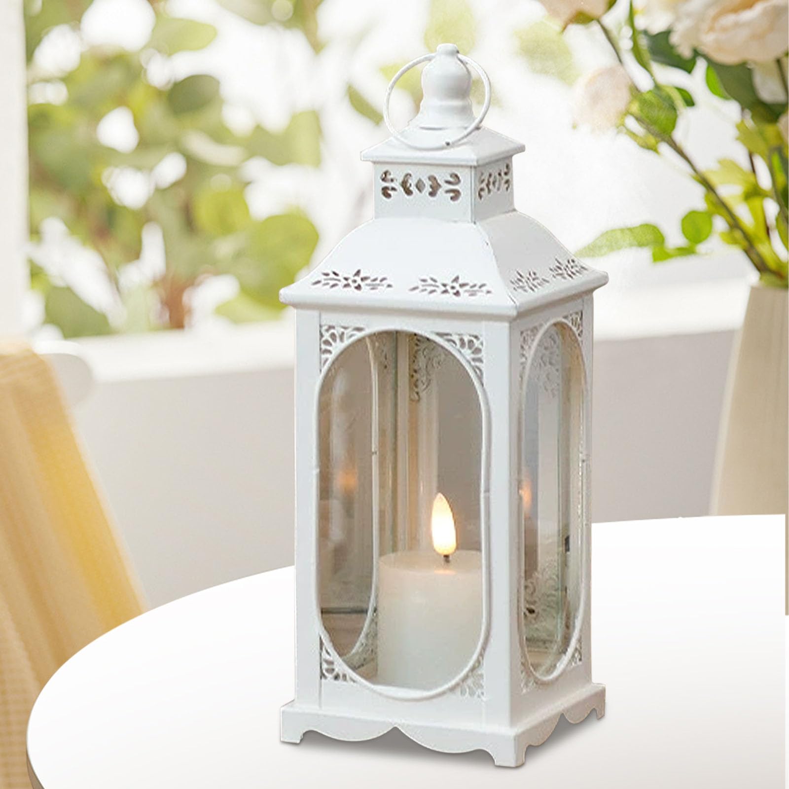 Lanterne blanche métal 34 cm Extérieure résistante Intérieure Noël Halloween