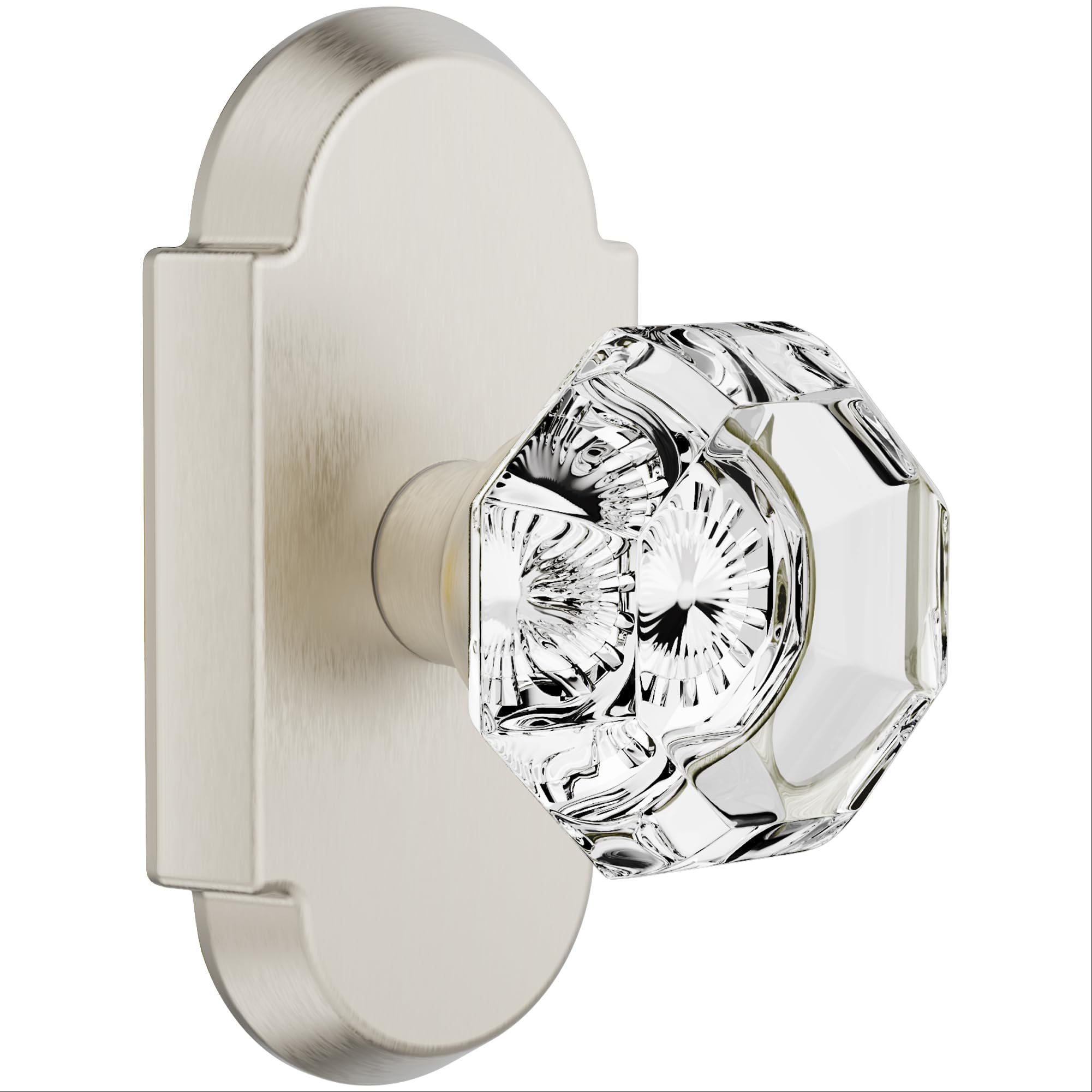 Bonkudoo Passage Glass Door Knobs Iinterio Octagon Crystal Door Knob For Hall And Closet Brushed Nickel 639395278253