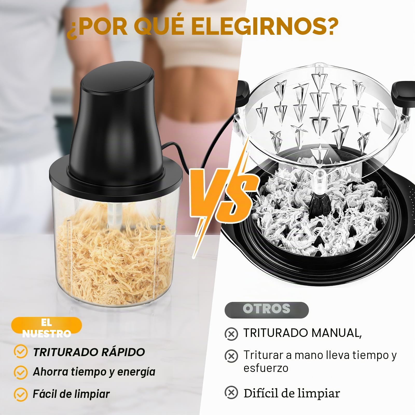 picadora electrica trituradora de alimentos picadora de carne 250W eléctrica picadora carne electrica desmenuzador de pollo picadora eléctrica de carne para pechuga de pollo frutas verduras