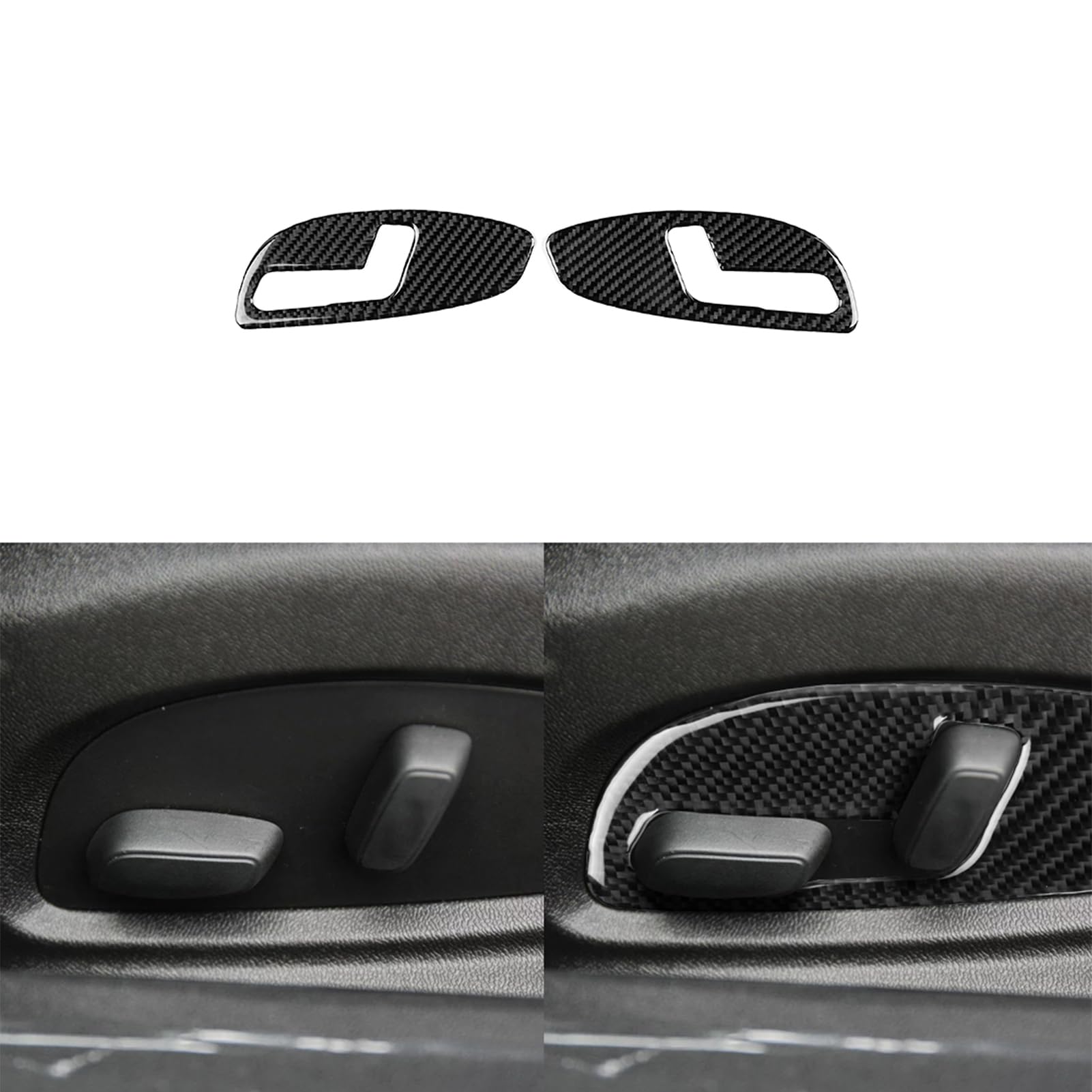 PJFUS Real Glossy Black Carbon Fiber Car Seat Adjustment Control Panel Decoration Sticker Compatible with Chevrolet Camaro 2016 2017 2018 2019 2020 2021 2022 2023 Auto Interior Trim Accessories