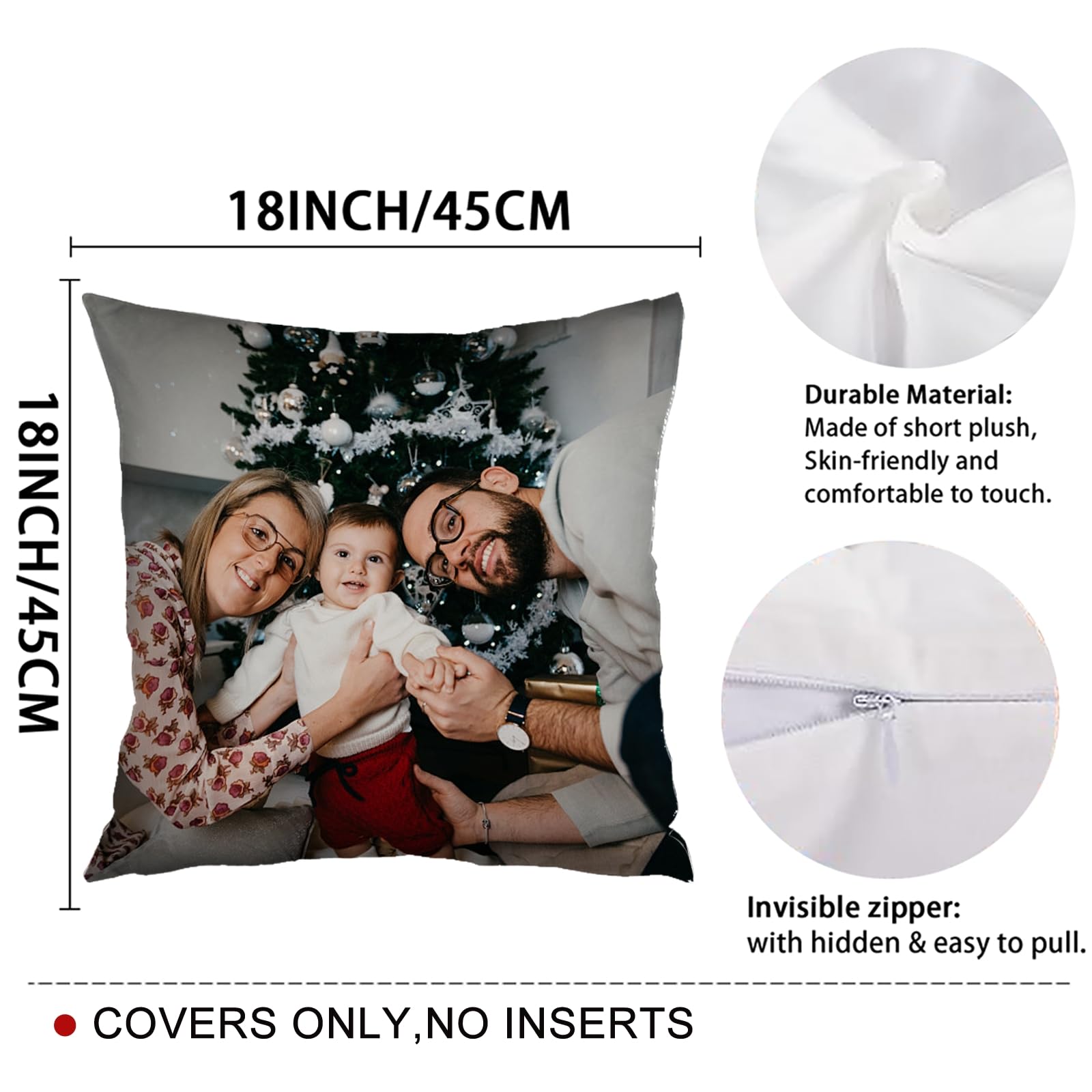 Cuscino Personalizzato Con Foto 45x45 Cm - Regalo Per Compleanno, Natale O Anniversario