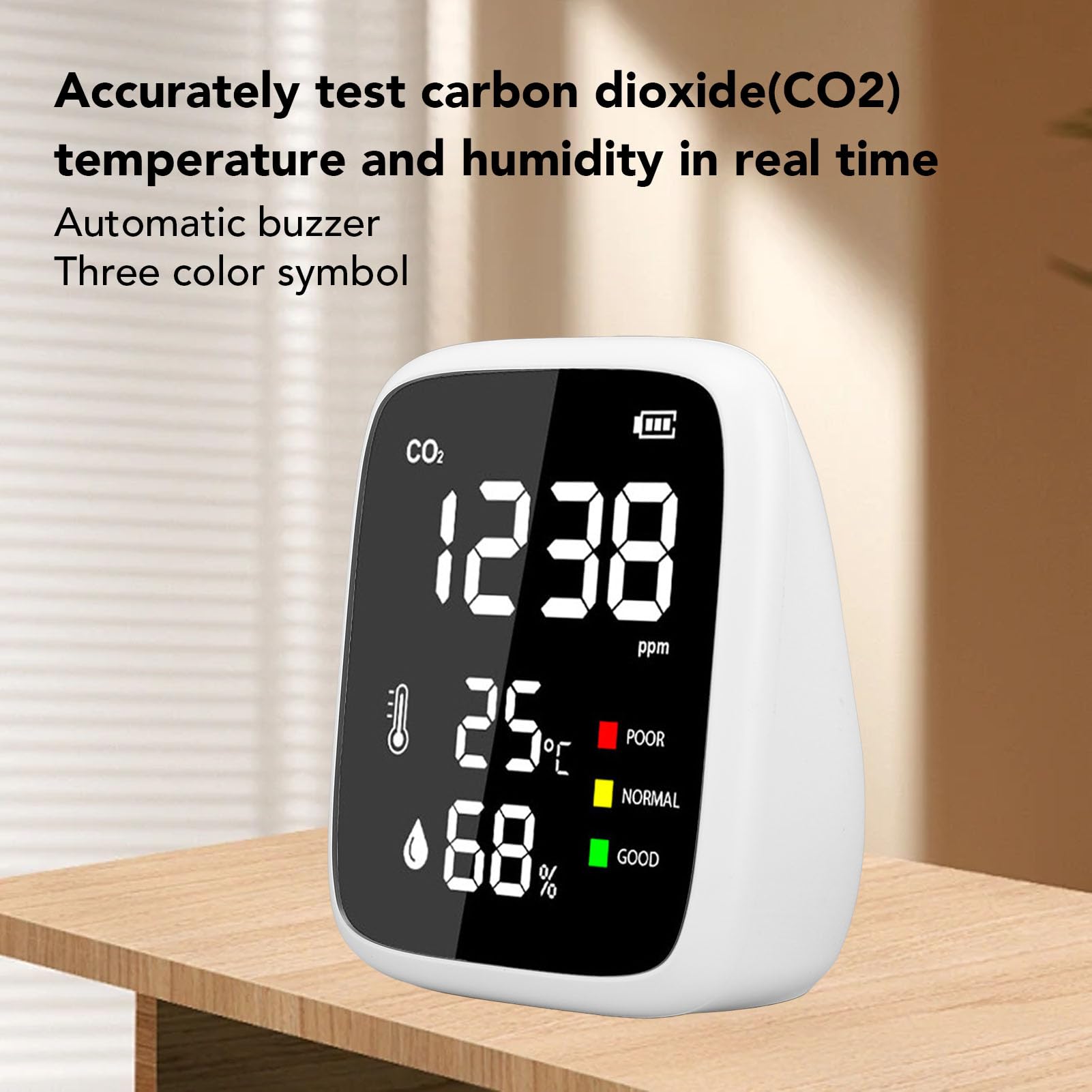 CO2-monitor draagbare CO2-meter, 0 ~ 5000 ppm kooldioxidedetector