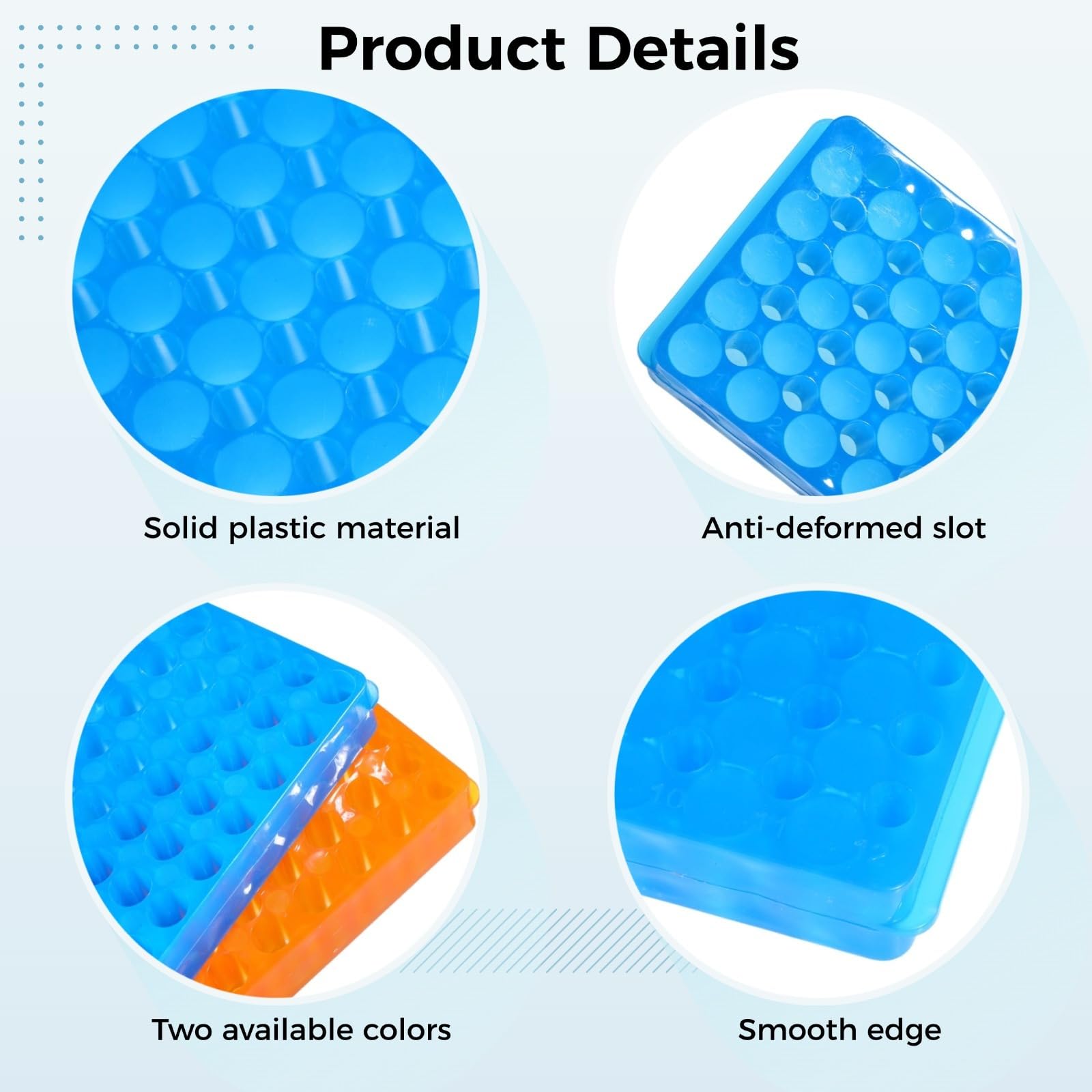 Colorido, 12 estantes para tubos, estante para viales de microcentrífuga, estantes de tubos de ensayo para tubos centrífugos de 0,2 ml a 2 ml, estantes de tubos de doble cara con 60 agujeros