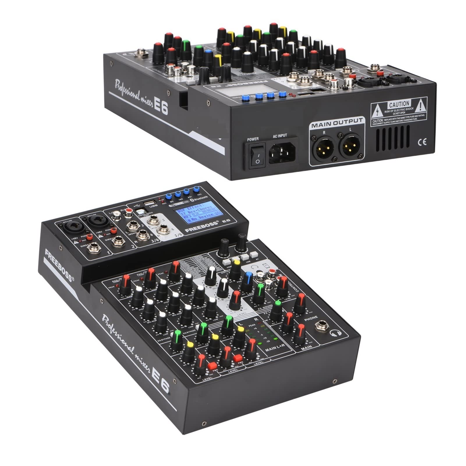 E6 6 Channel Bluetooth 24 Dsp effect USB Record Computer Record Karaoke Party Studio Mobile Live Broadcast Audio Mixer