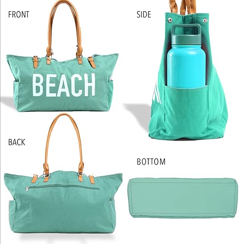 Miniatura 7 de Keho Bolsa de playa impermeable con bolsillos para mujer (resistente a la arena)
