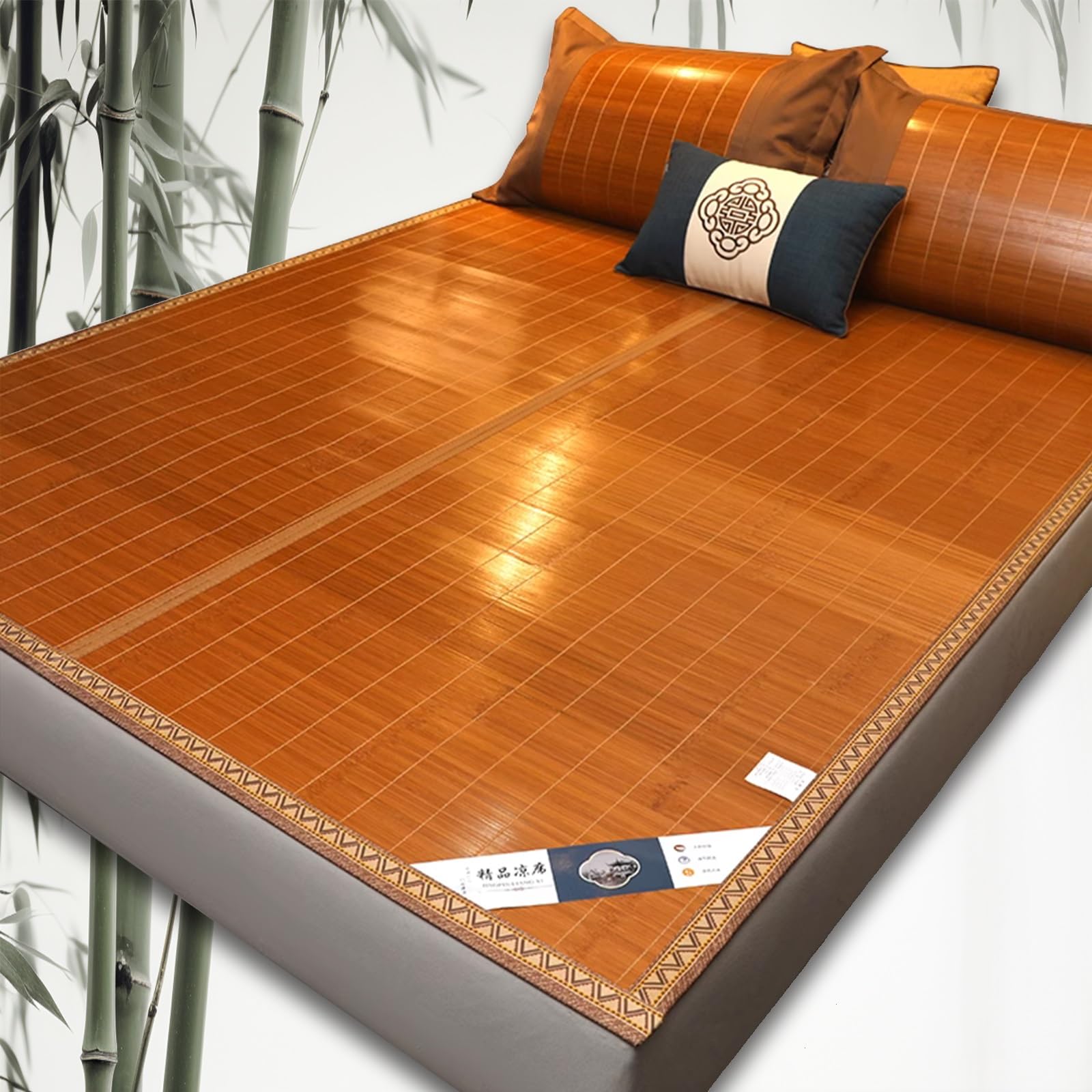 Bambus-Bettmatte, 190/195/200/220 cm Atmungsaktive Bambus-Matte Bett Schlafen Pad, Sommer Schlafmatte, Geeignet Für Studentenwohnheime Mit Einzelbett (ohne Kissenbezug) (Size : L195xW135cm)
