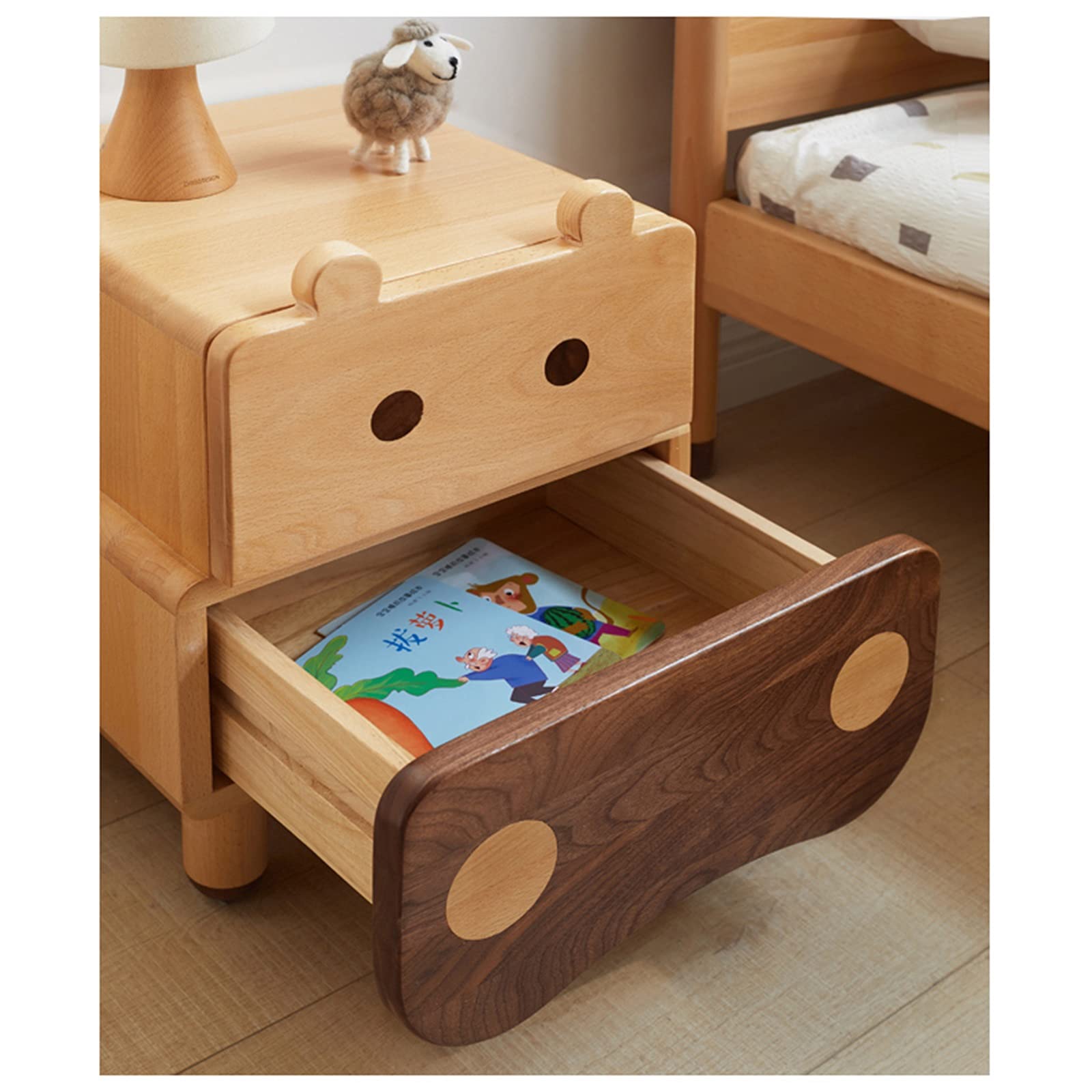 Table De Chevet en Bois Massif pour Enfants, Table De Chevet Simple Et Moderne pour Chambre, Créativité Garçon Fille Chevet 2 Tiroirs, Chambre Salon Unité De Rangement 40X35X48.7CM Decoration